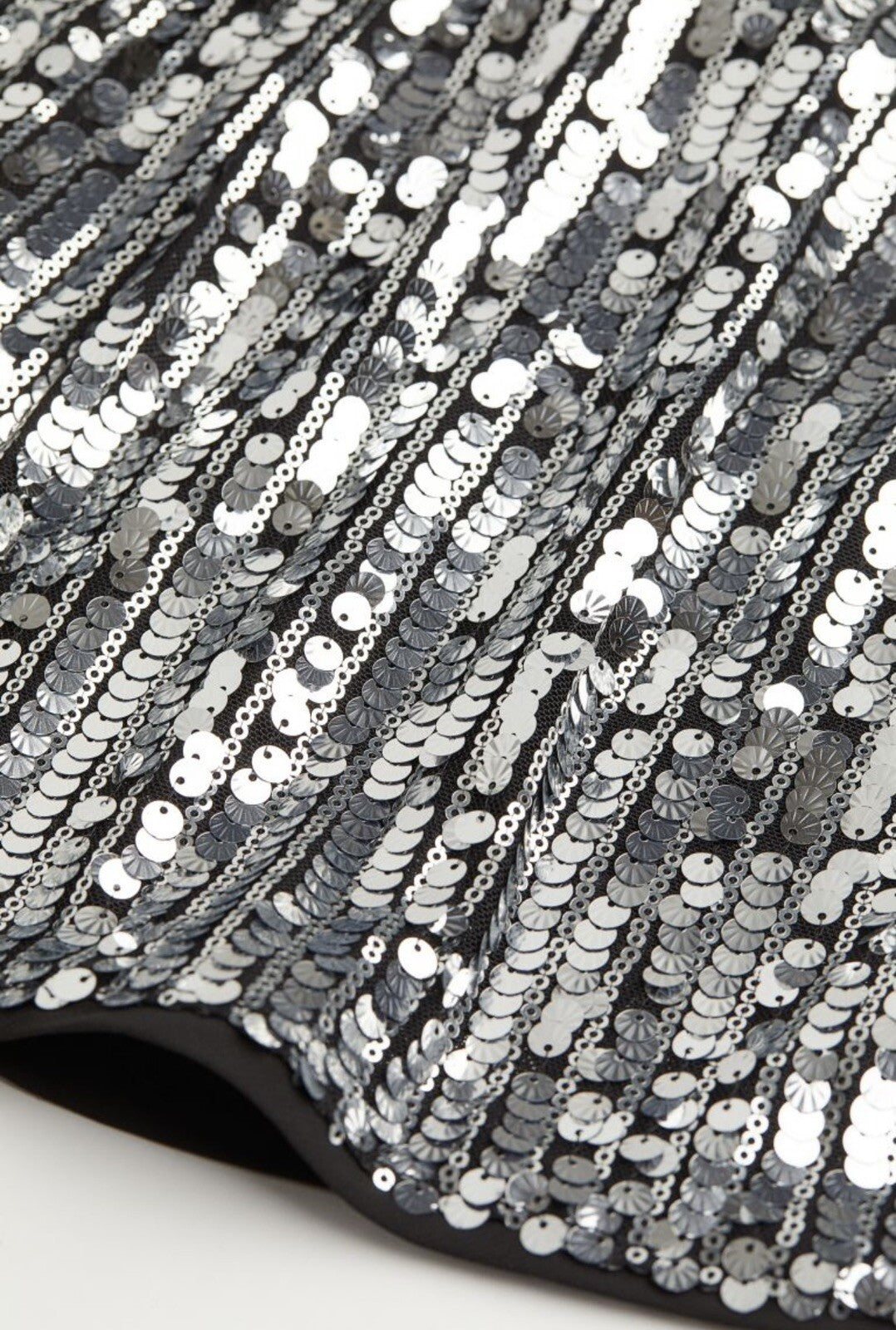 New Anthropologie Silver Sequin Stretch Mini Cocktail Dress Party Gown - Small