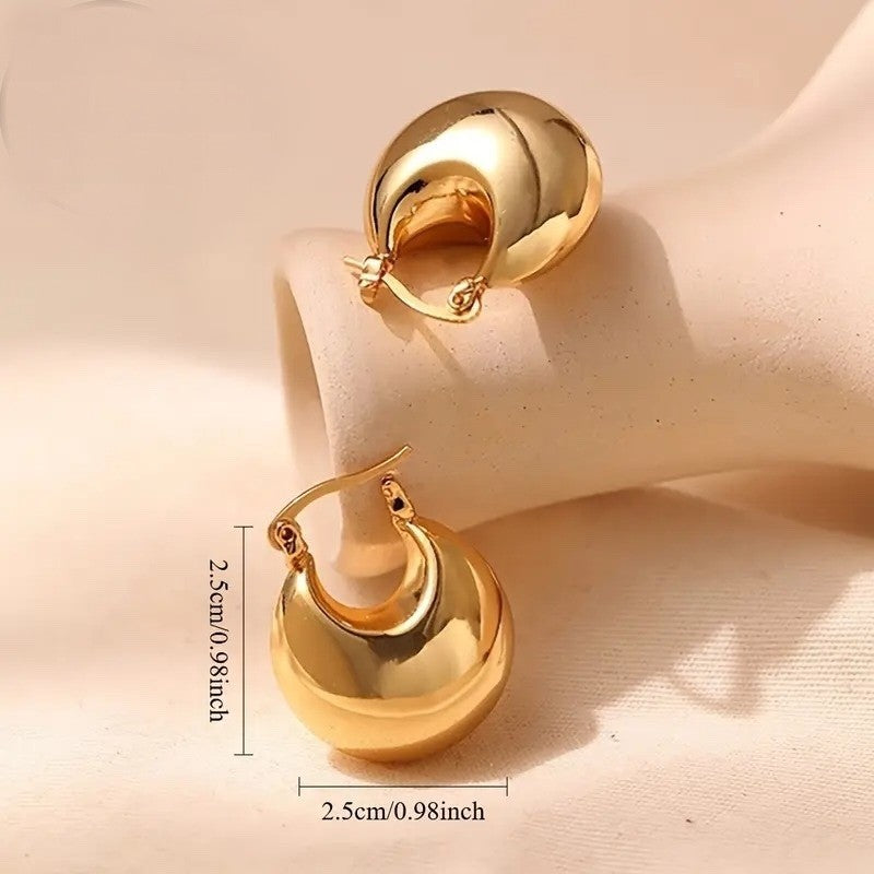 NEW Anthropologie Gold Plated Boho Chunky Hoop Dangle Snap Back Earrings Jewelry