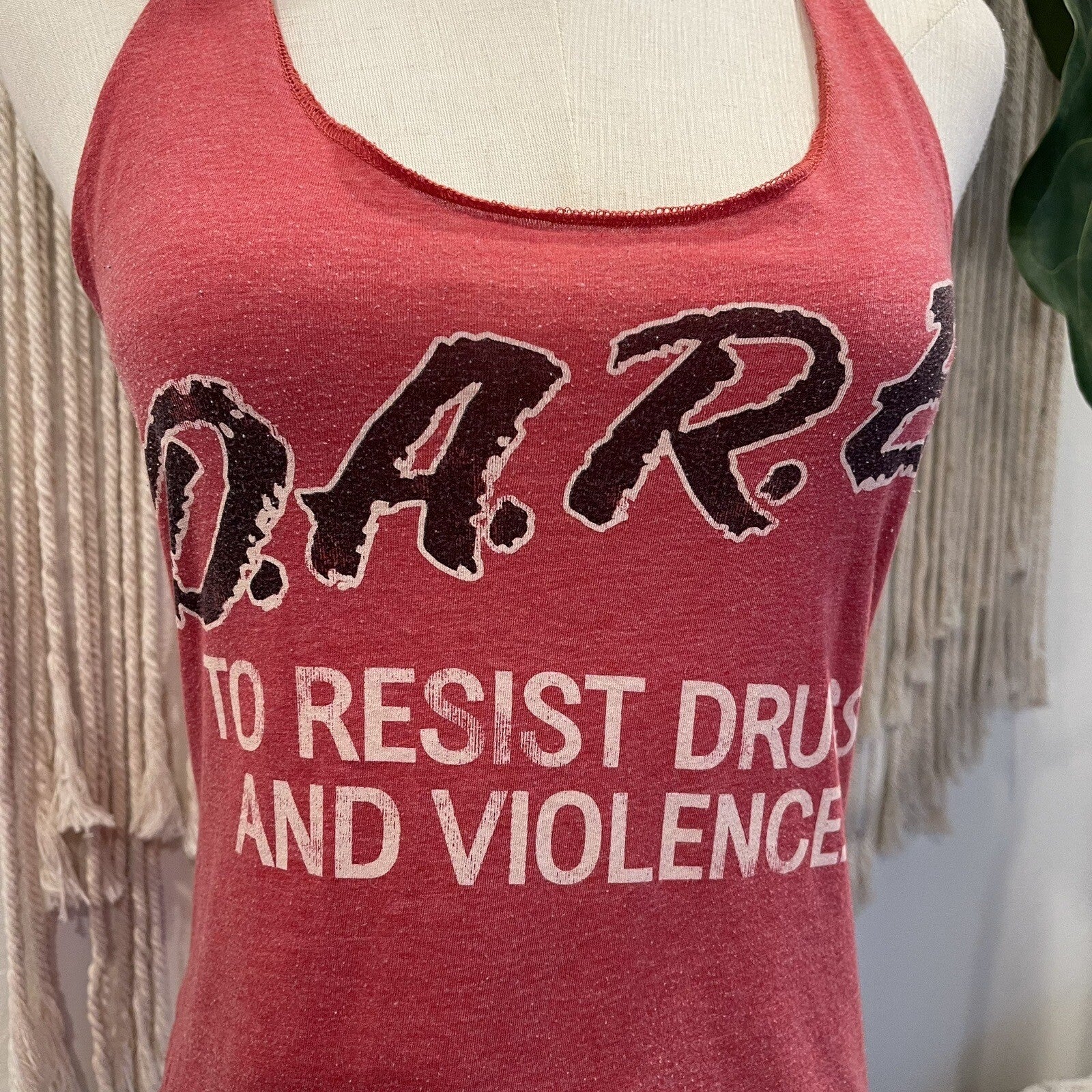 Free People | D.A.R.E Drugs Vintage Style Racerback Tank Top Shirt - Medium