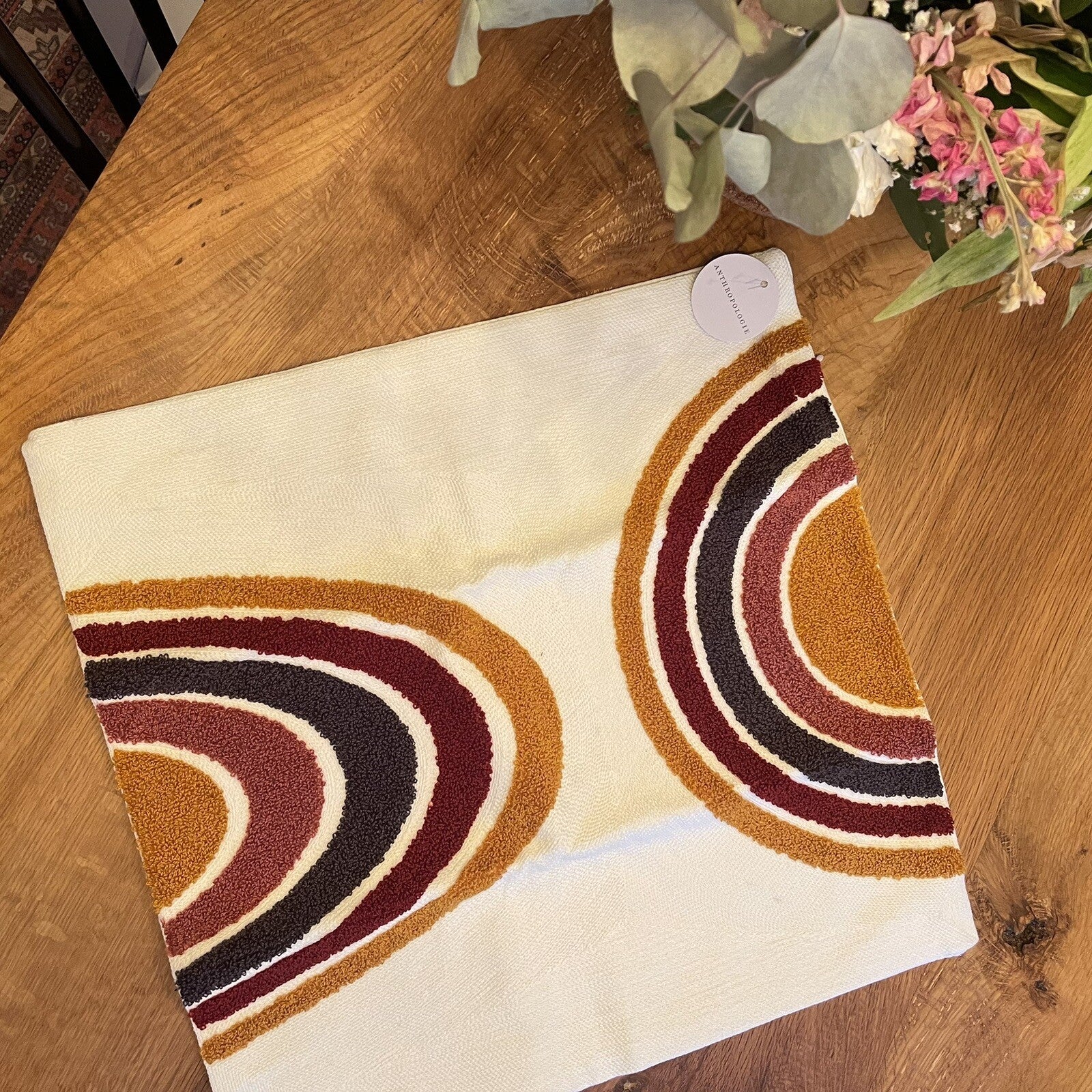 New Anthropologie Boho Abstract Tassel Throw Pillow Case Cover Sham - 18" x 18"