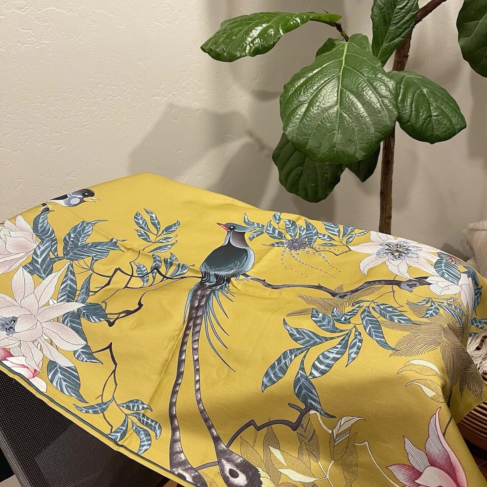 NEW Anthro Yellow Boho Queen / King Size Bird Bedding Duvet Floral Sham Case Set