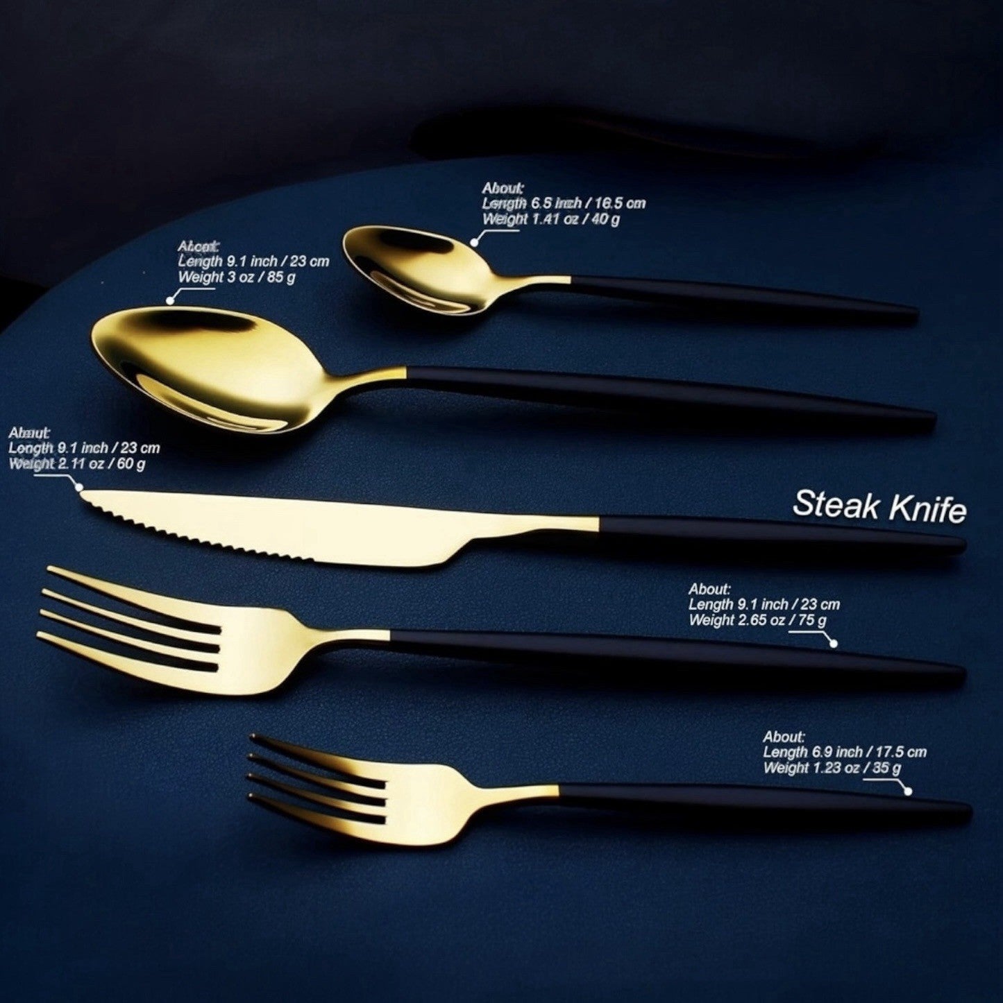 NEW West Elm 20 Piece Luxury Silverware Set for 4 Gold & Black Handle Stainless