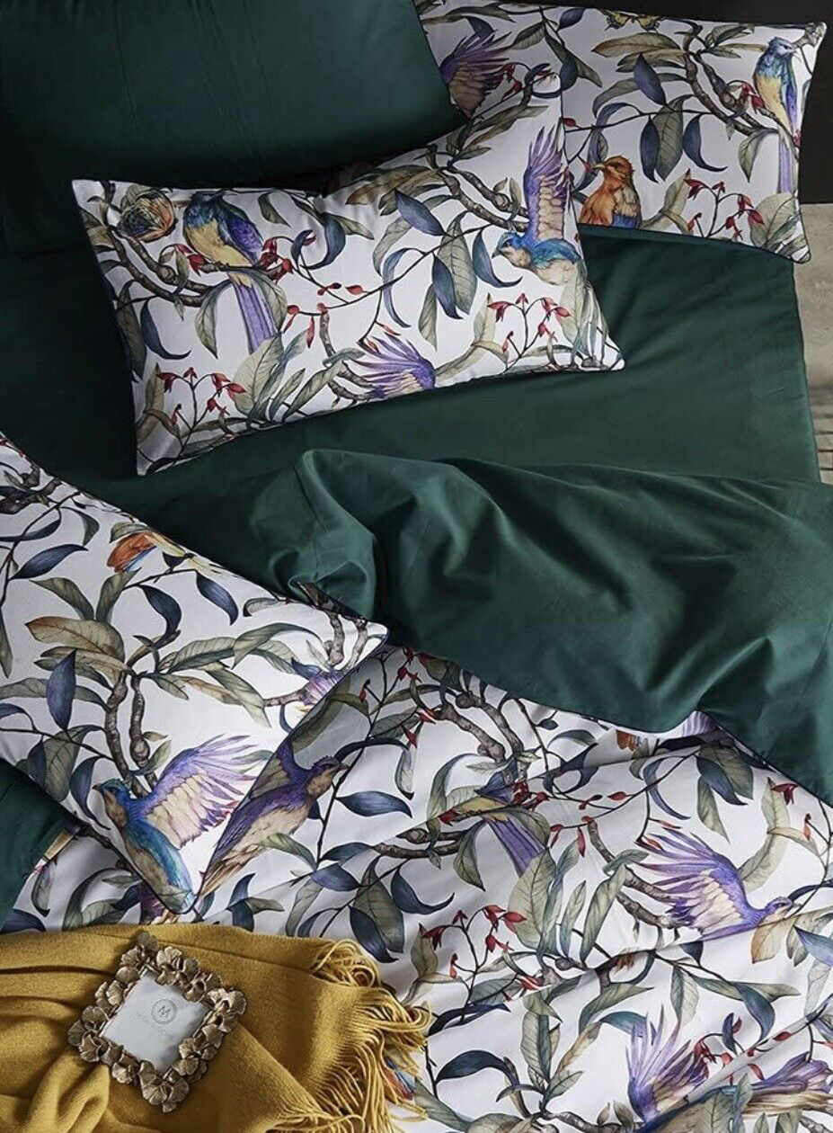 NEW Anthropologie Multicolor Botanical Boho Queen Bedding Duvet Sham Case Set