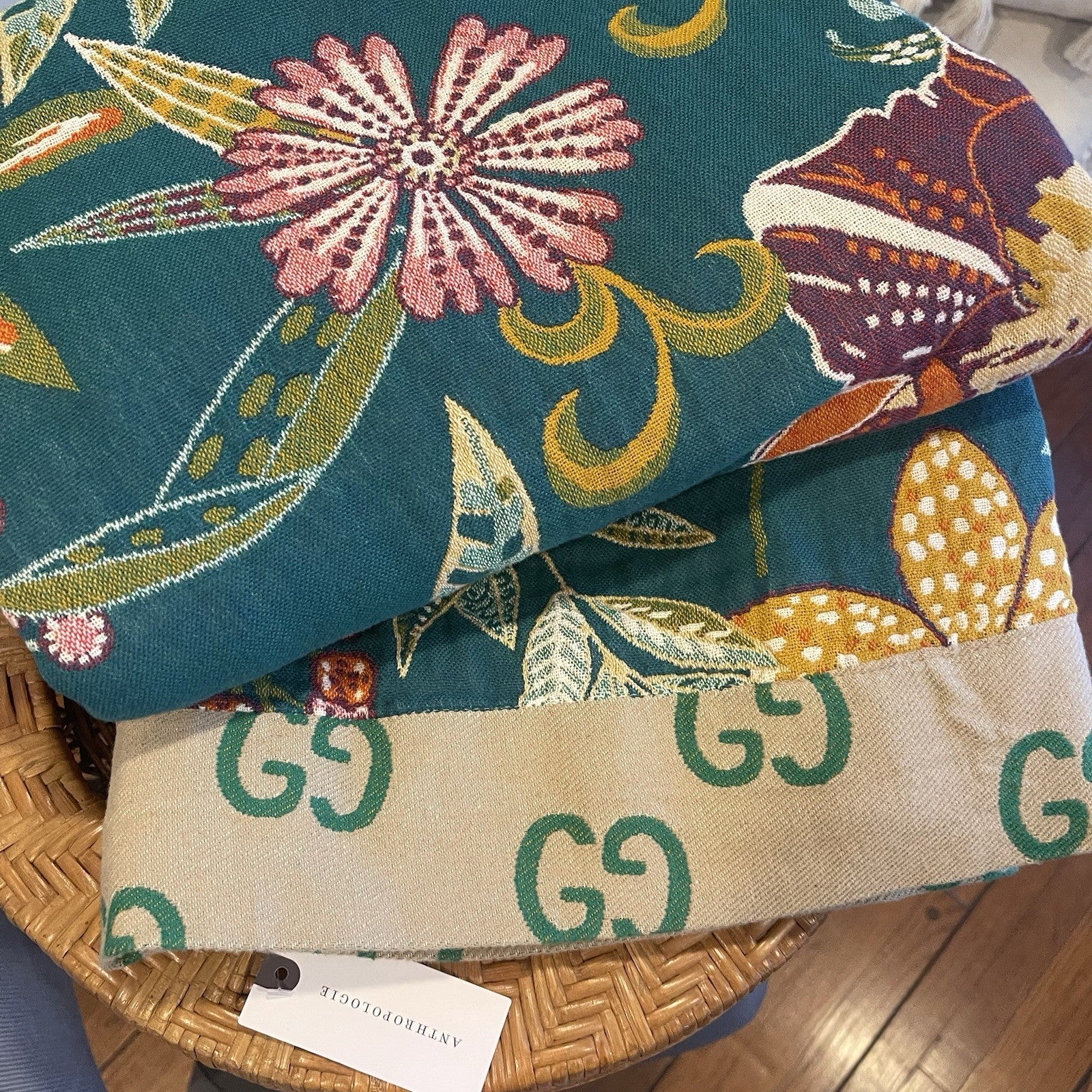 NEW Anthropologie Boho Floral Reversible Queen Blanket Bedspread Quilt 80" x 90"