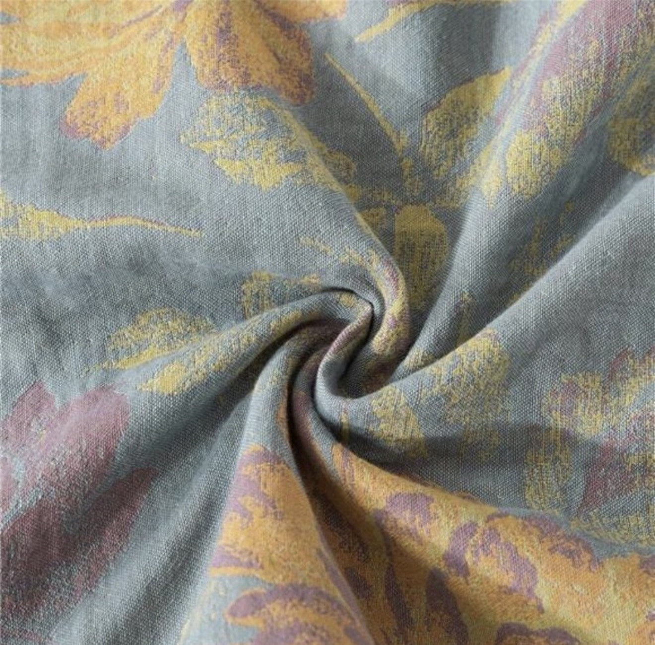 NEW Anthropologie Blue Orange Floral Cotton Queen / King Bedding Duvet Sham Set