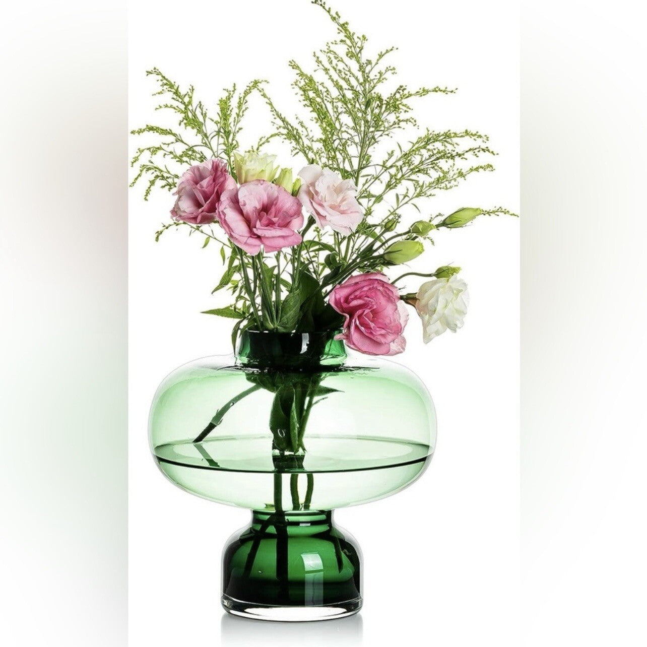 NEW Anthropologie Large Green Glass Asymmetrical Boho Art Deco Flower Vase - 8"