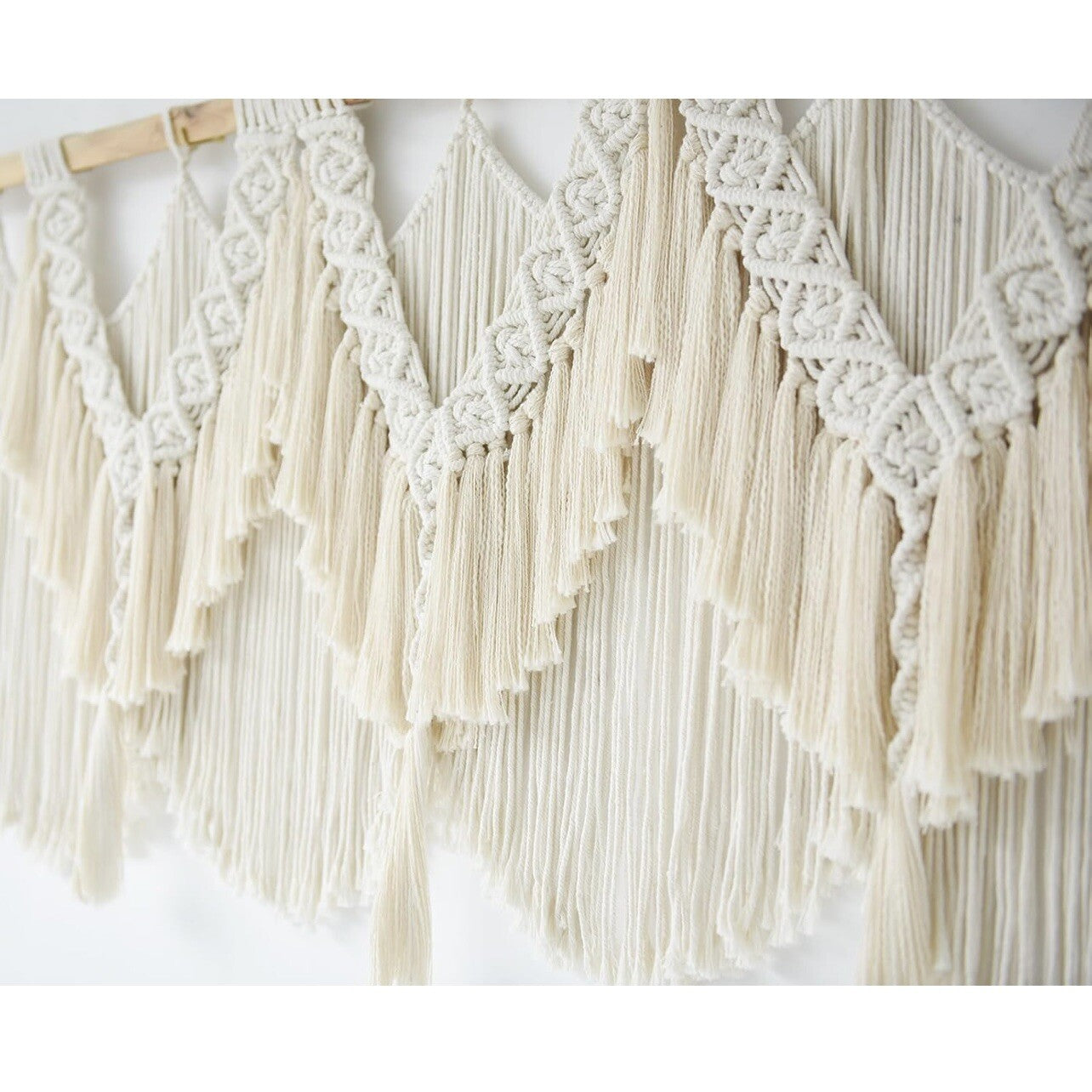 NEW Anthro XL Boho Cotton Tapestry Macrame Woven Dyed Yarn Wall Hanging 25 x 47