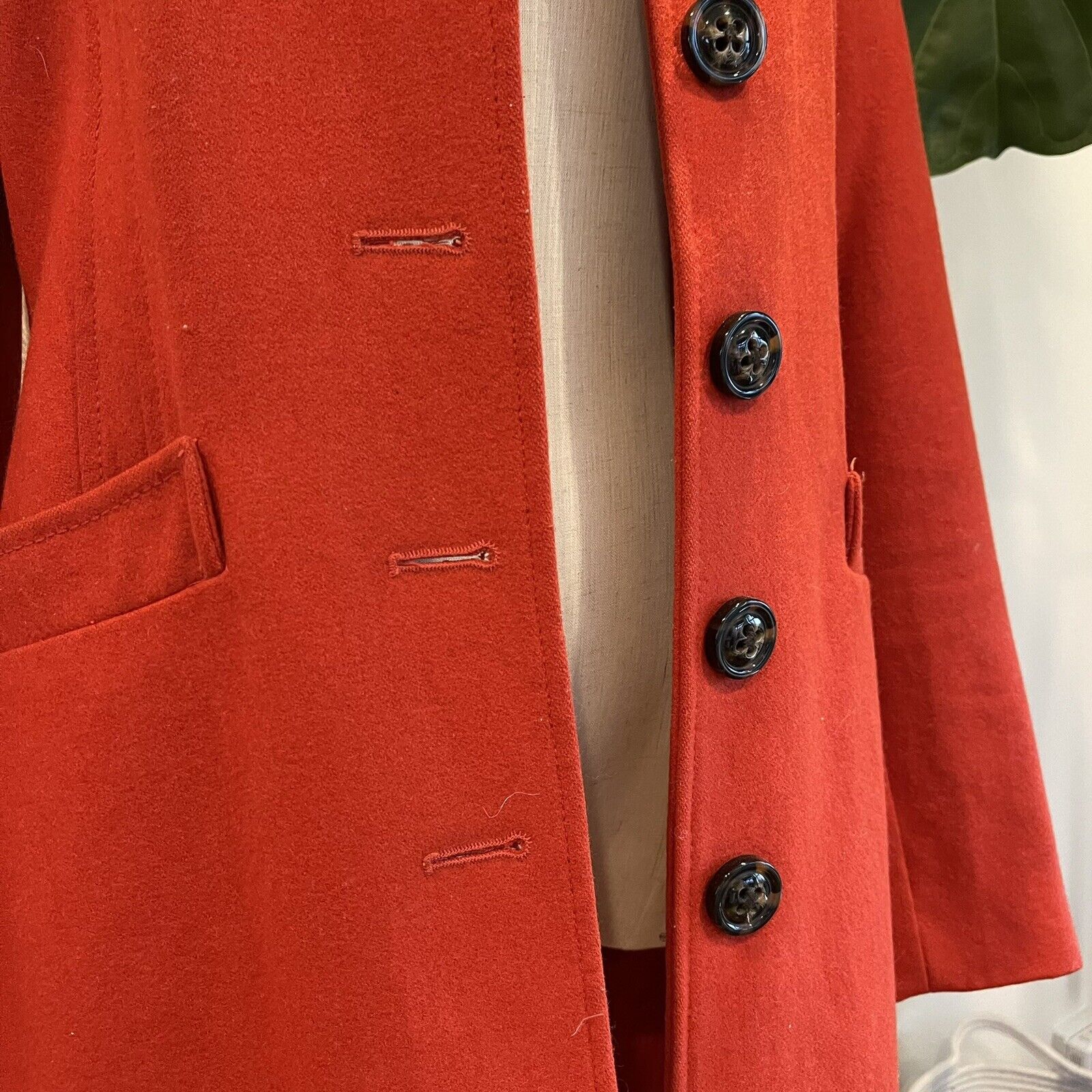 Victoria's Secret / Moda International Red Wool Trench Coat Jacket | Size Small