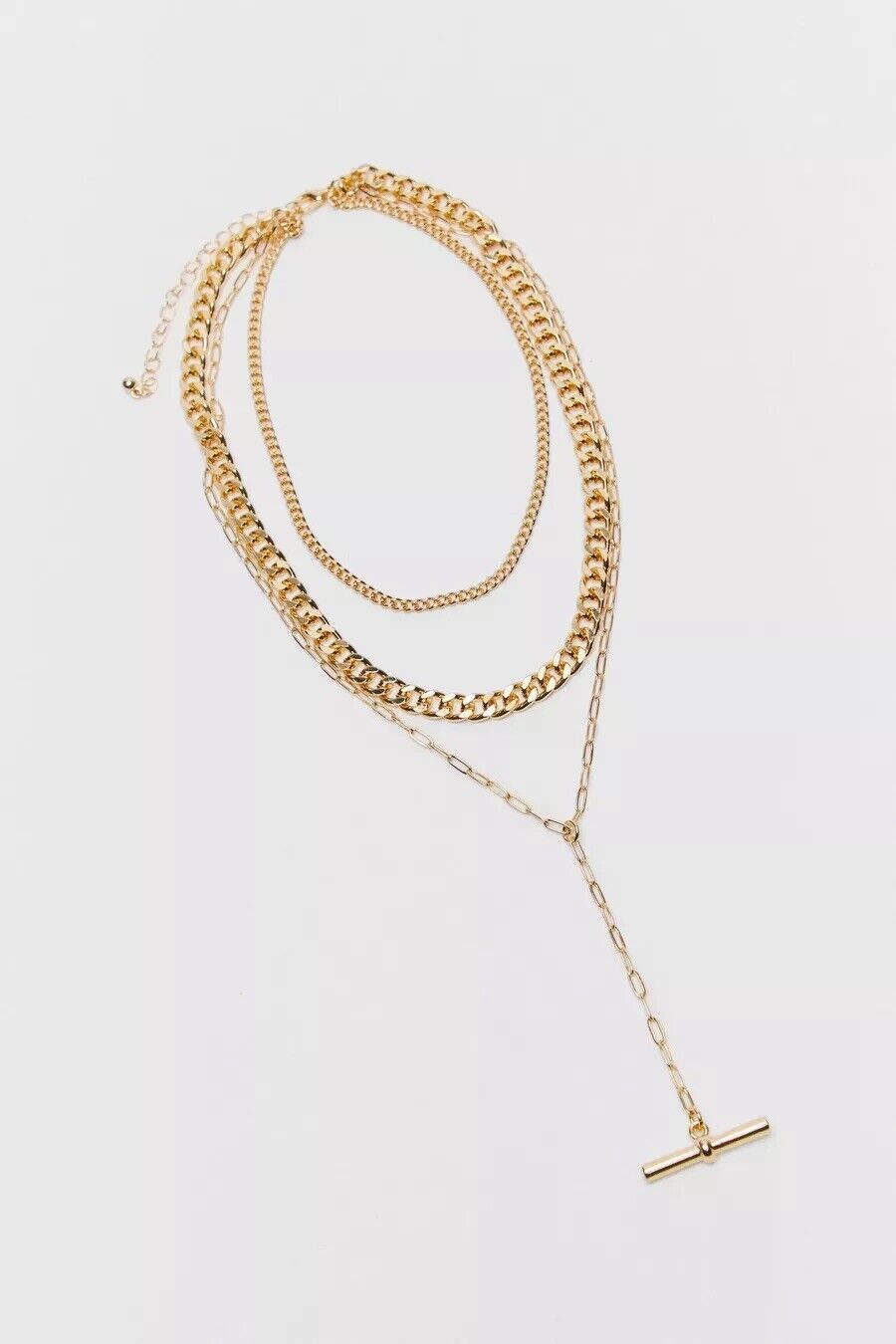 NEW Anthropologie Gold 3 Layered Chain Stacking Necklace Boho Jewelry Set