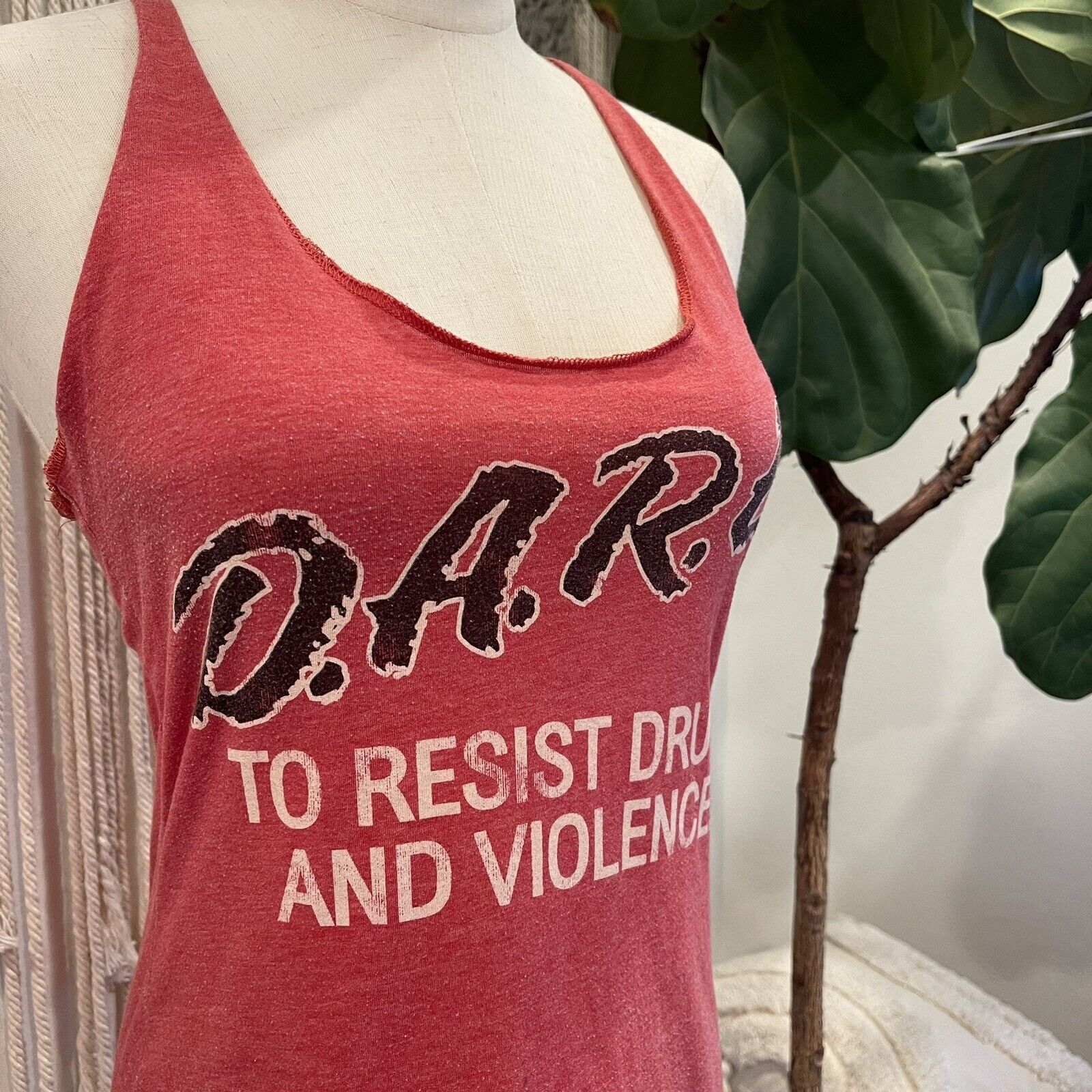 Free People | D.A.R.E Drugs Vintage Style Racerback Tank Top Shirt - Medium