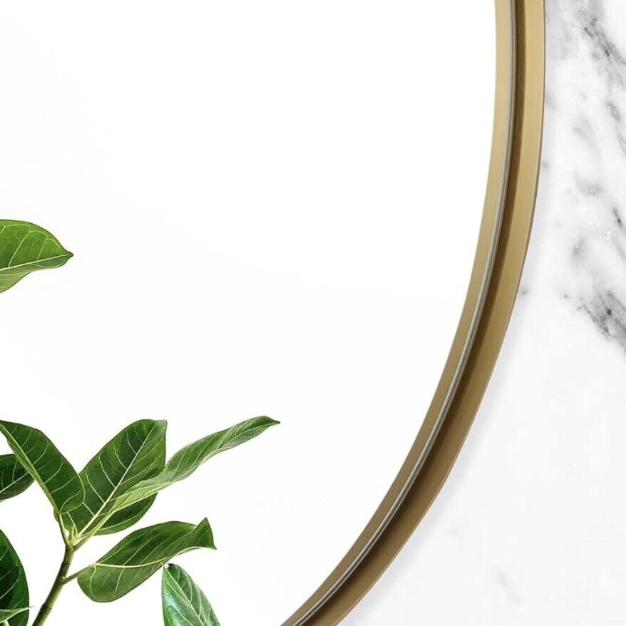 NEW West Elm XL Large Gold Framed Oval Vanity Wall Hanging Mirror - 22" x 30"