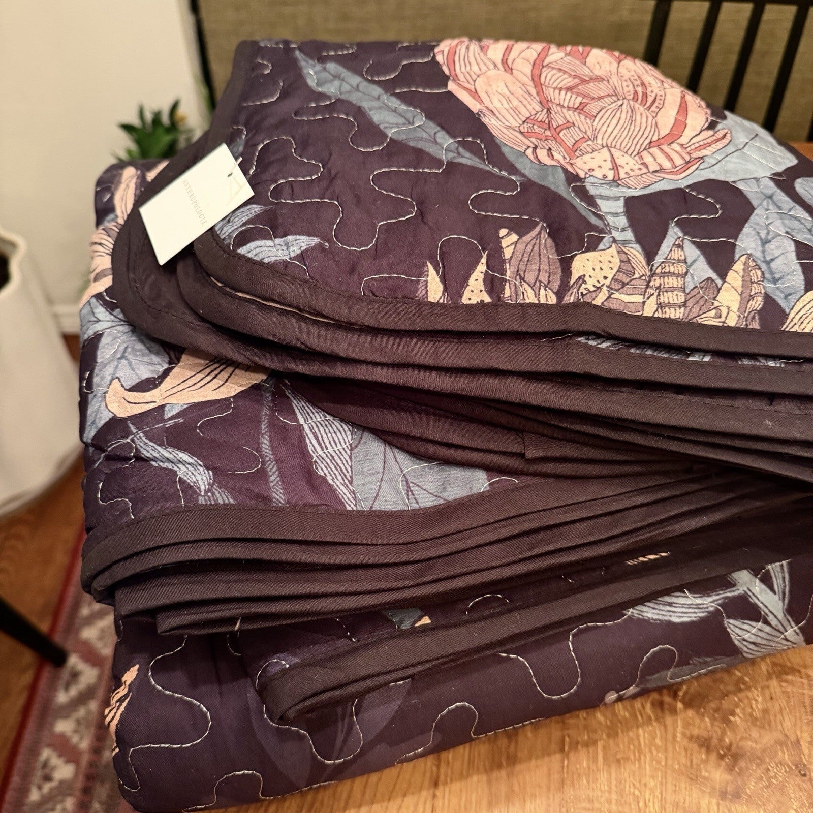NEW Anthropologie Queen / King Reversible Boho Quilt Bedspread Bedding Sham Set