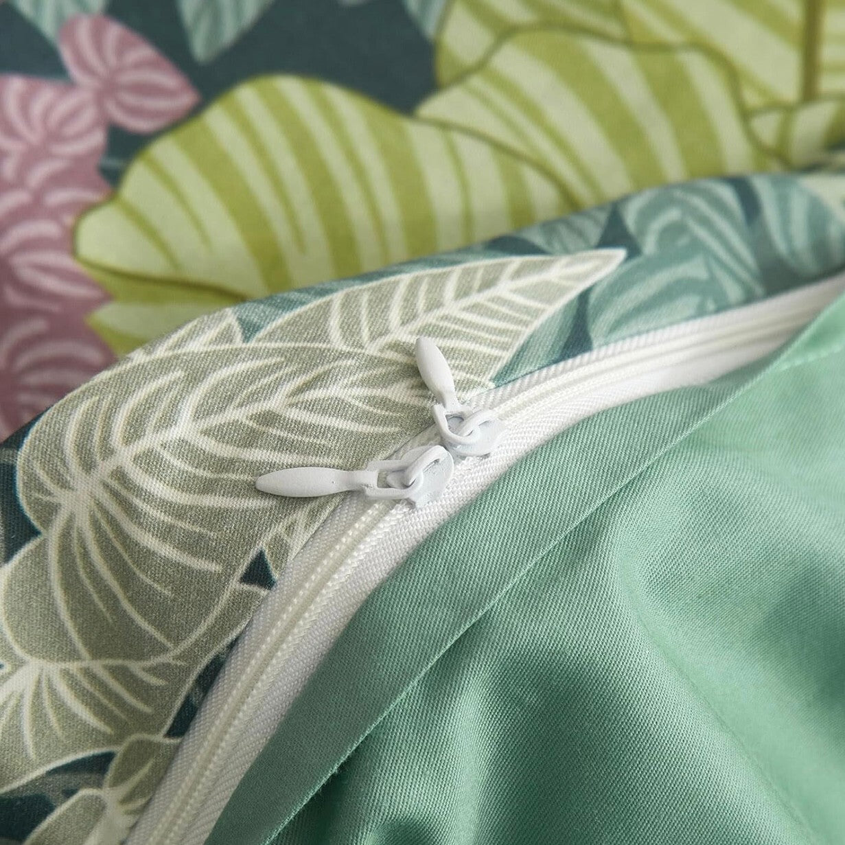 NEW Anthro Green Botanical Print Boho Queen King Size Bedding Duvet & Sham Set