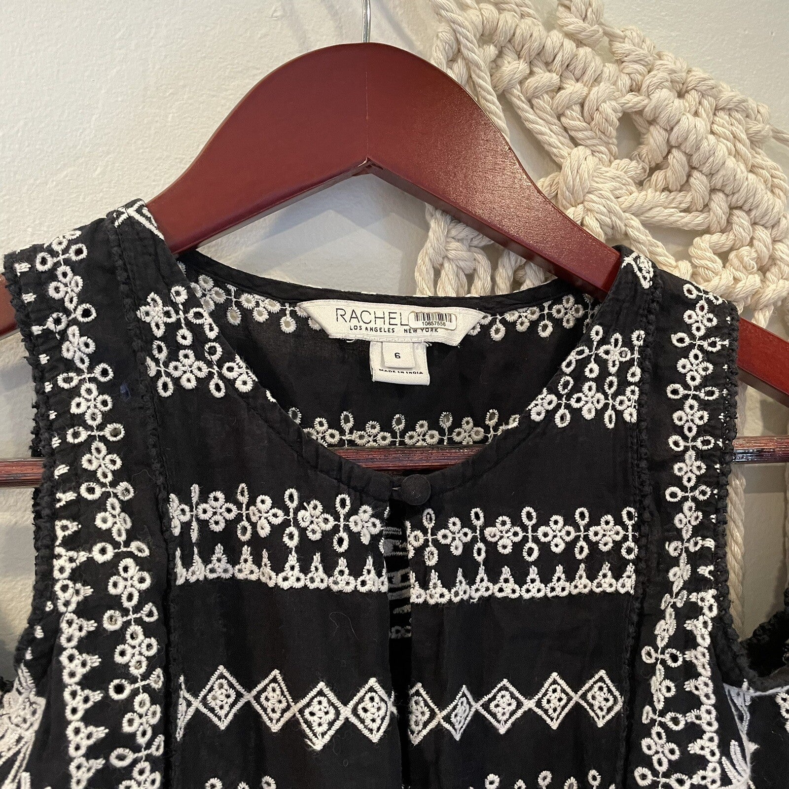 Free People / Rachel Zoe Black Embroidered Romper - Size 6 / Medium | $385