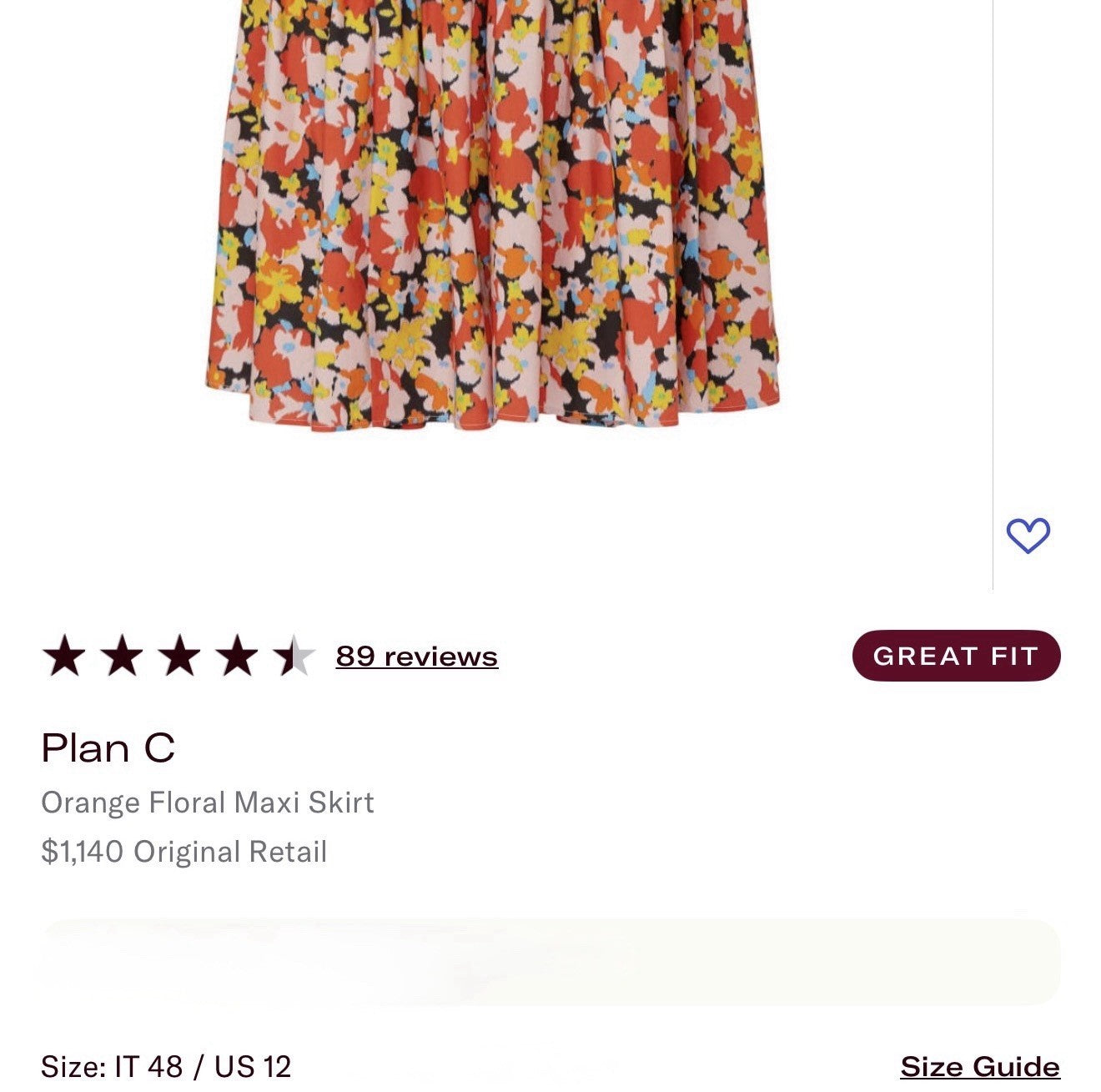 Plan C Orange Boho Floral Crop Top & Matching Maxi Skirt Set Size Large 10 / 12