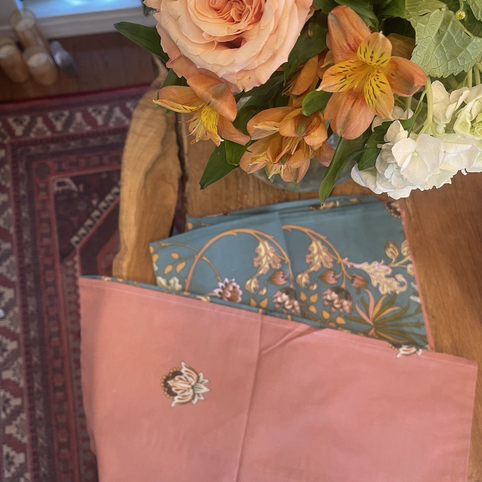 NEW Green Pink Reversible Floral King Size Boho Comforter Bedding Sham Case Set