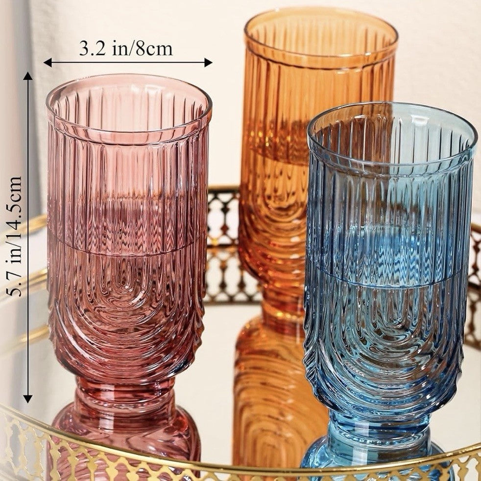 NEW West Elm (Set of 6) Colorful Stemless Wine Water Glasses Drinkware Bar Cups