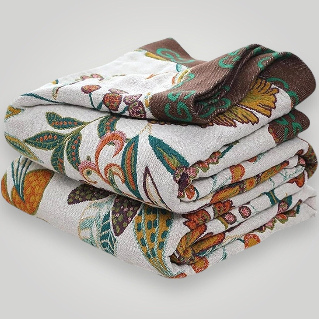 NEW Anthropologie Boho Floral Reversible Queen Blanket Bedspread Quilt 90" x 98"
