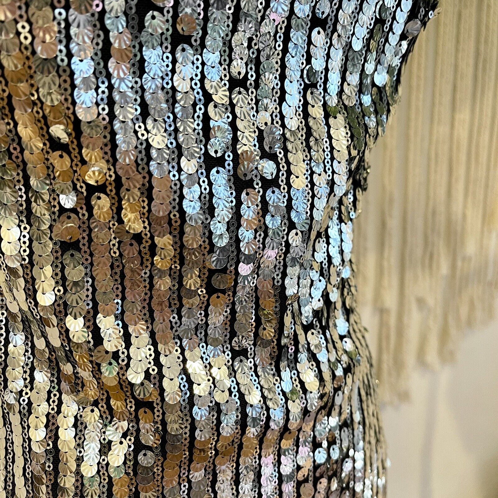 New Free People Silver Sequin Stretch Mini Cocktail Dress Party Gown - Medium