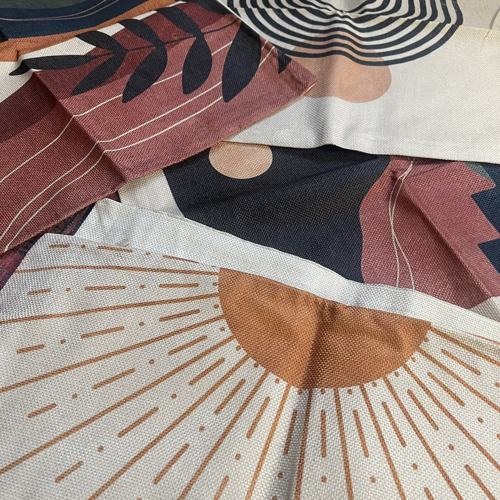 NEW Anthropologie (Set / 4) Boho Abstract Throw Pillow Cover Case Sham 18" x 18"