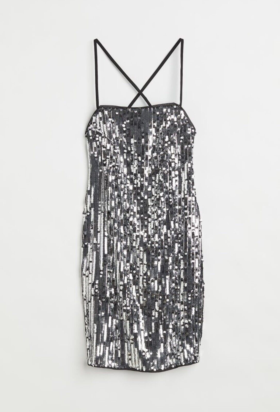 New Free People Silver Sequin Stretch Mini Cocktail Dress Party Gown - Medium