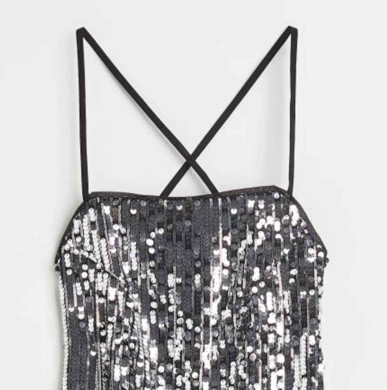 New Anthropologie Silver Sequin Stretch Mini Cocktail Dress Party Gown - Small