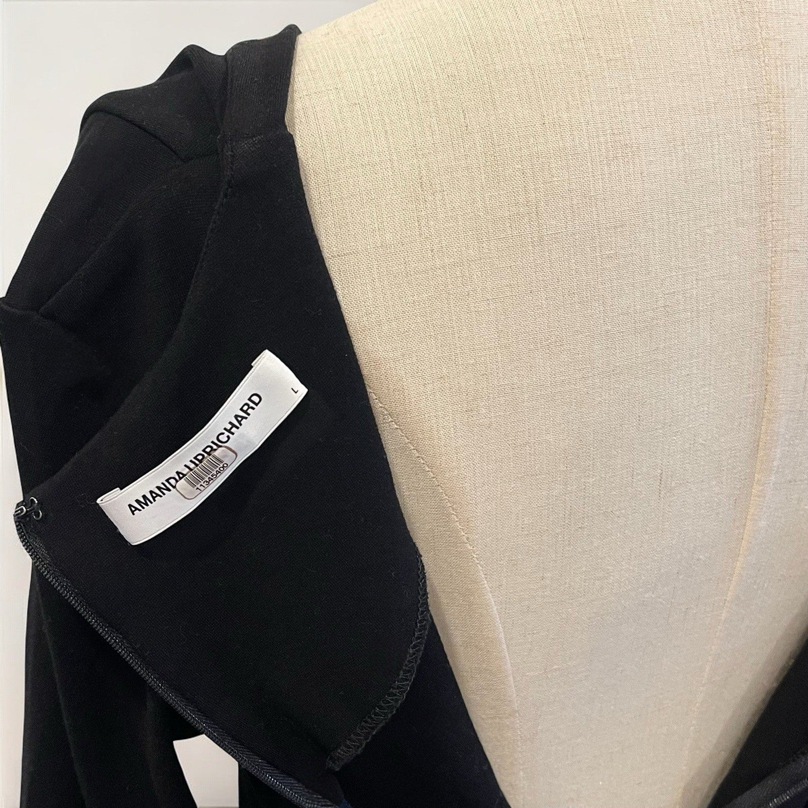 Amanda Uprichard Black Stretch Crepe Fresno Flair 3/4 Sleeve Dress Size Large