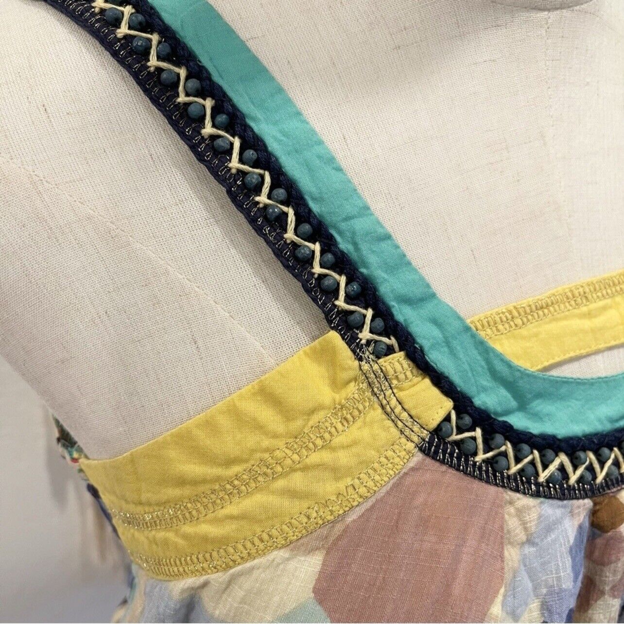 Free People / Derhy Boho Geometric Colorful Tank Top Trapeze Shirt Top - Small