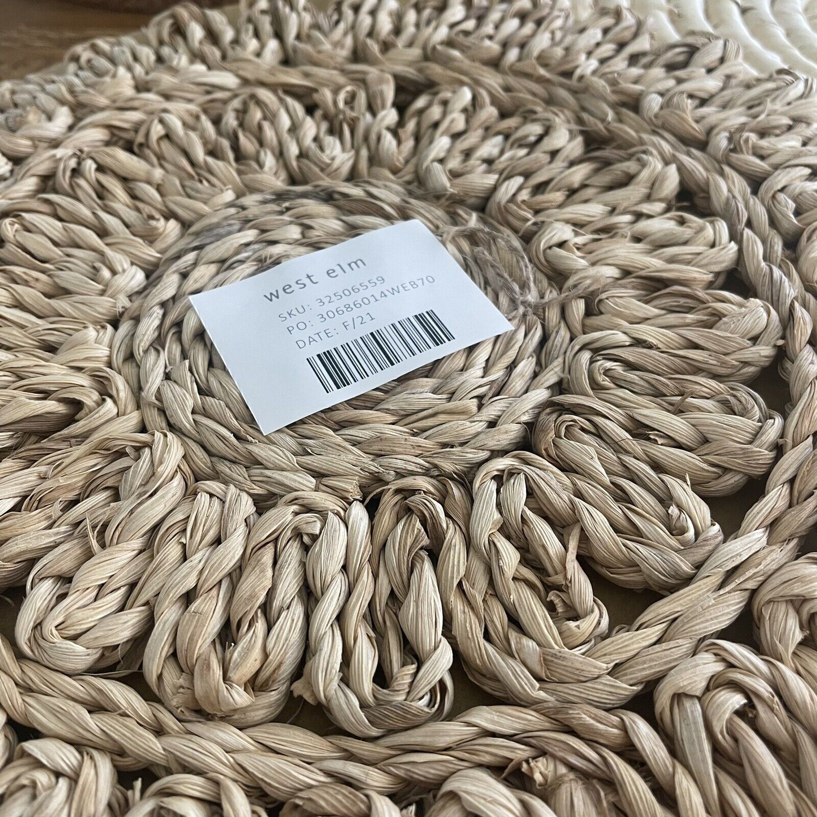 NEW West Elm XL Woven Wicker Rattan Seagrass Boho Wall Hanging Baskets - Set / 7