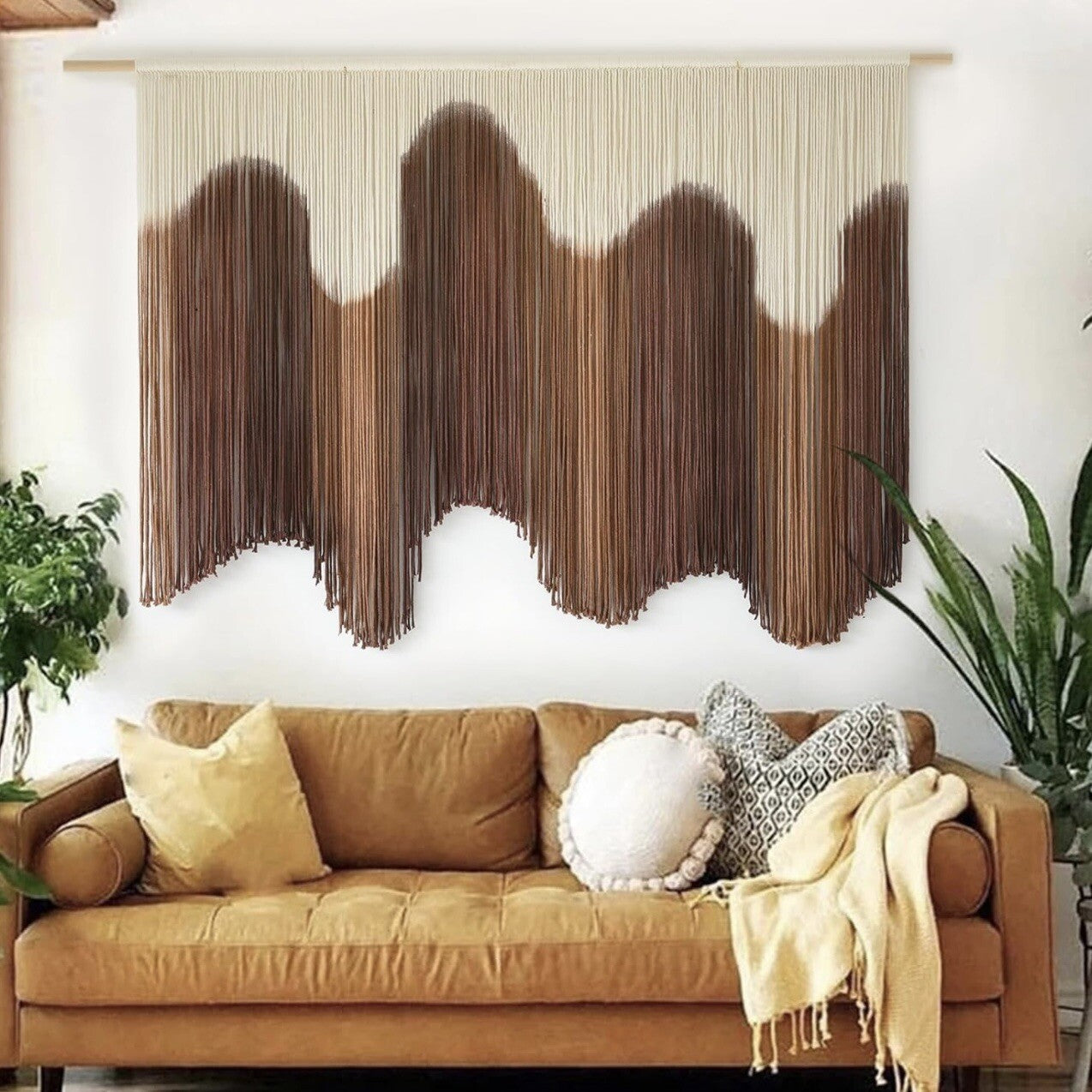 NEW Anthropologie XL Boho Tapestry Macrame Woven Dyed Yarn Wall Hanging - 58"