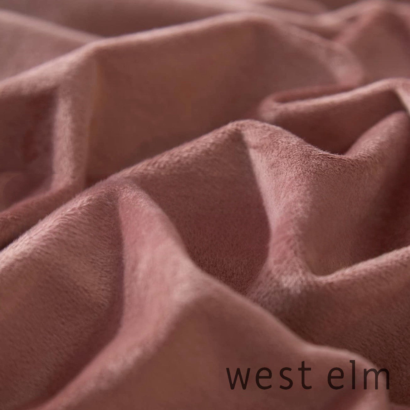NEW West Elm Blush Pink Lux Velvet Flannel Queen / King Bedding Duvet & Sham Set