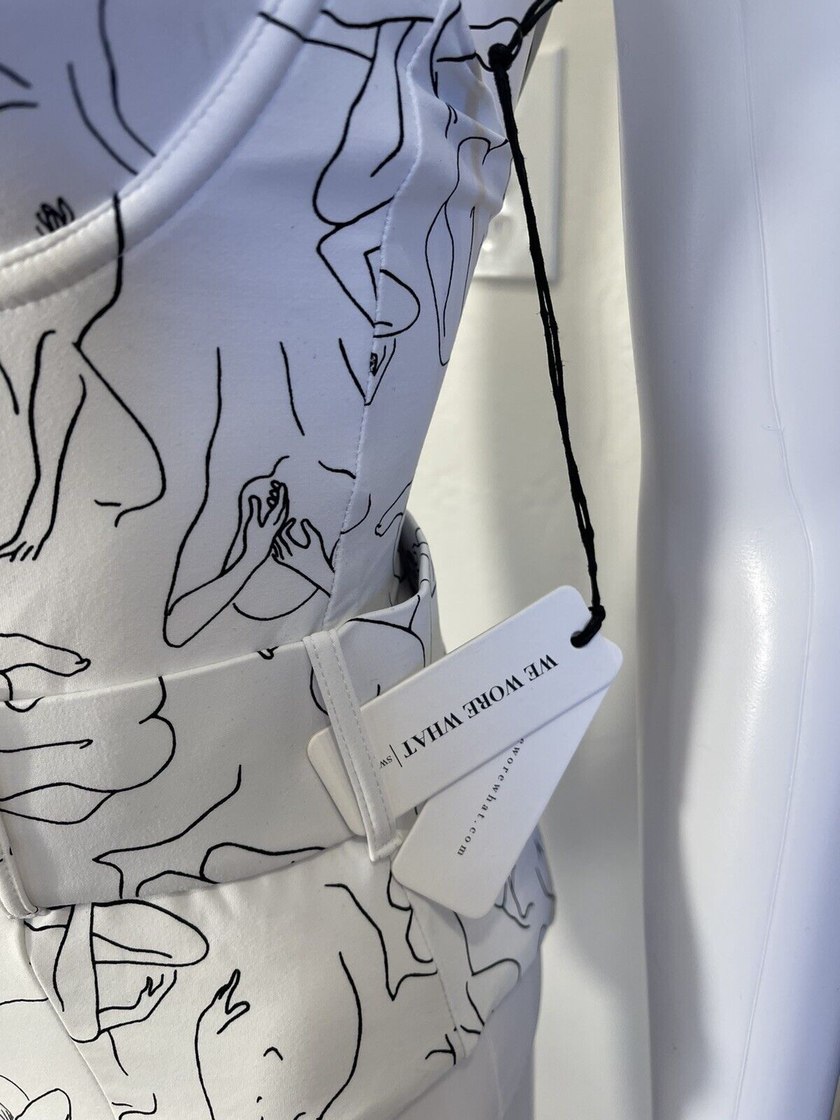 New Free People / WeWoreWhat | White Abstract Graphic One Piece Swimsuit - Large