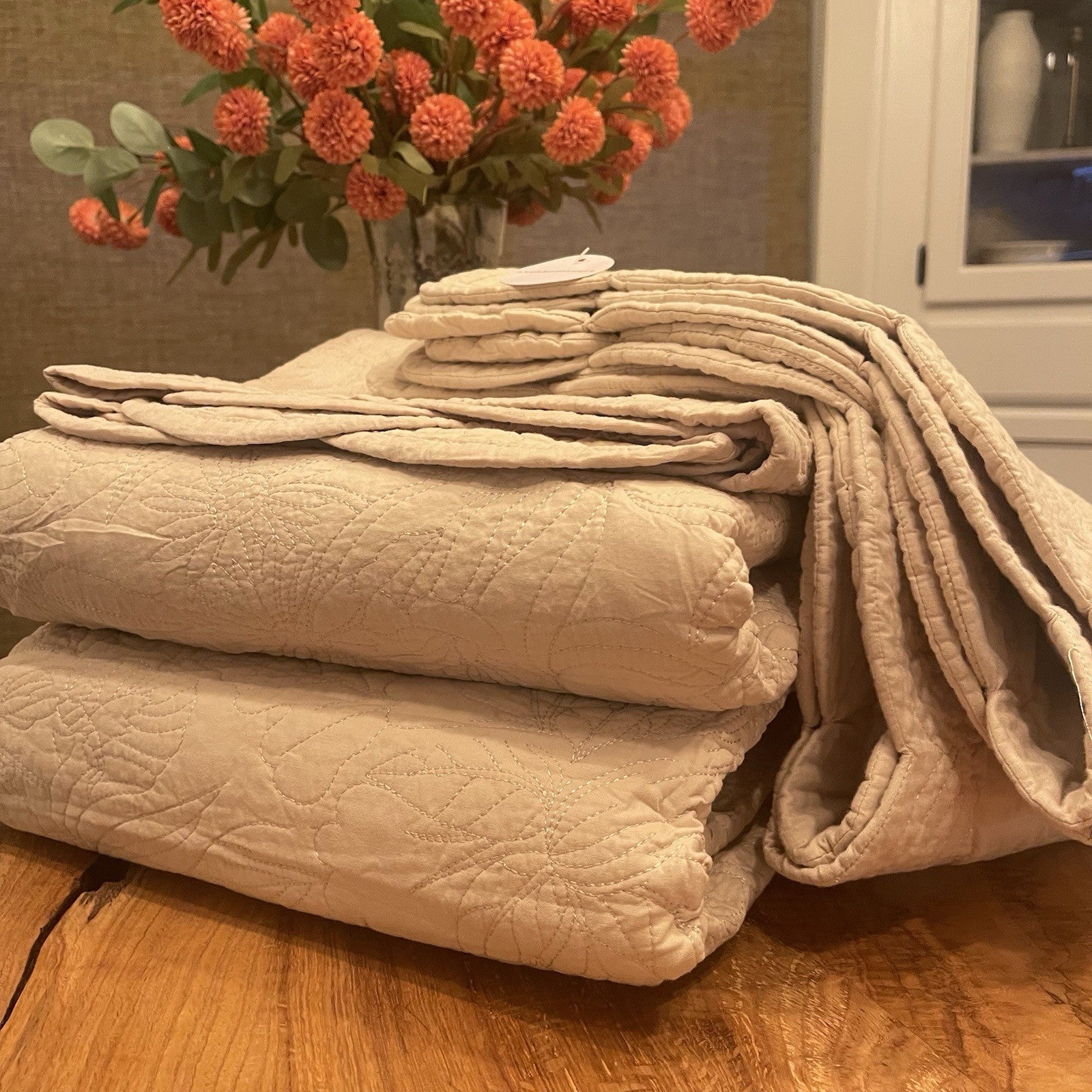 NEW Anthropologie White Cream King Reversible Quilt Bedspread Blanket Sham Set