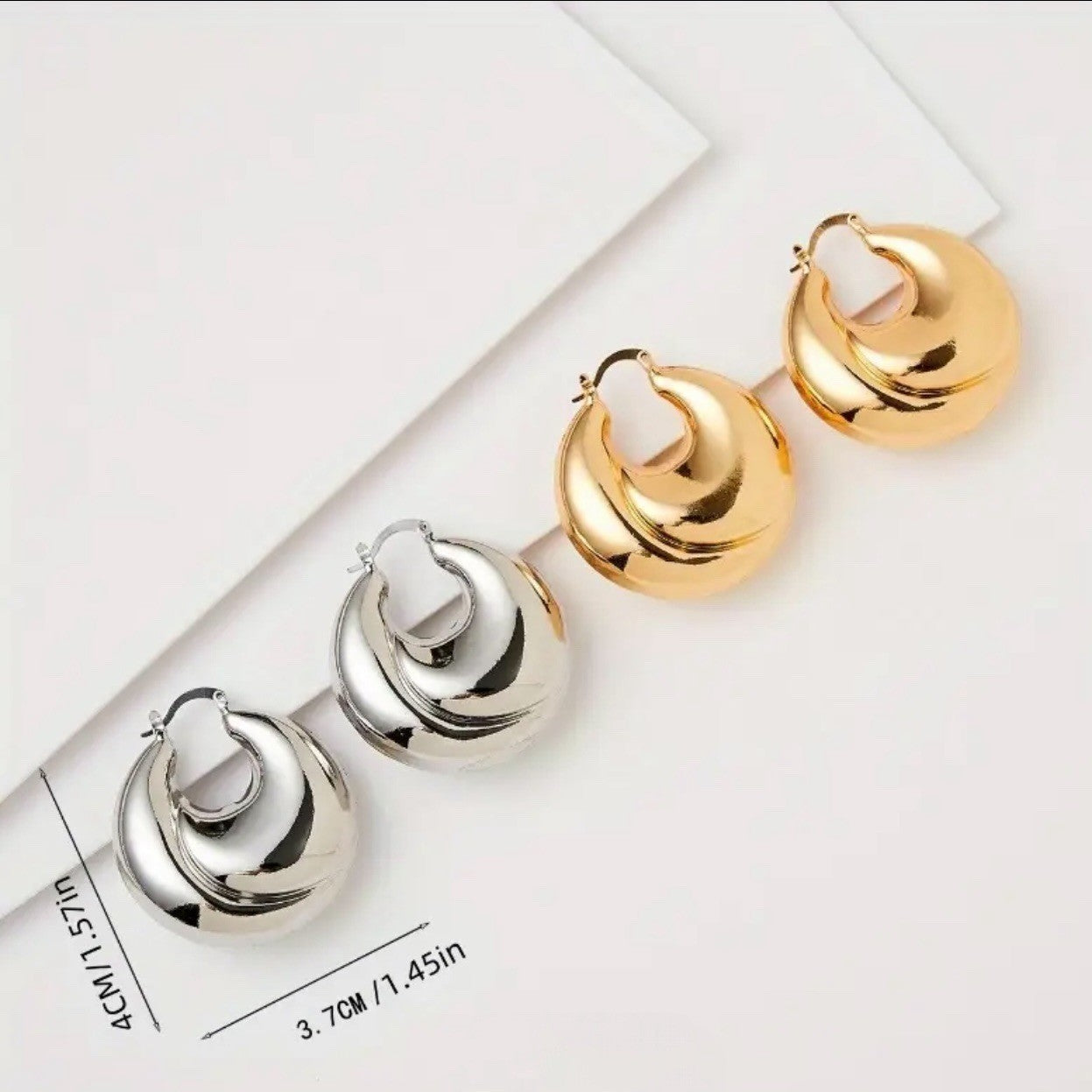 NEW Anthropologie Gold Plated Boho Chunky Hoop Dangle Snap Back Earrings Jewelry