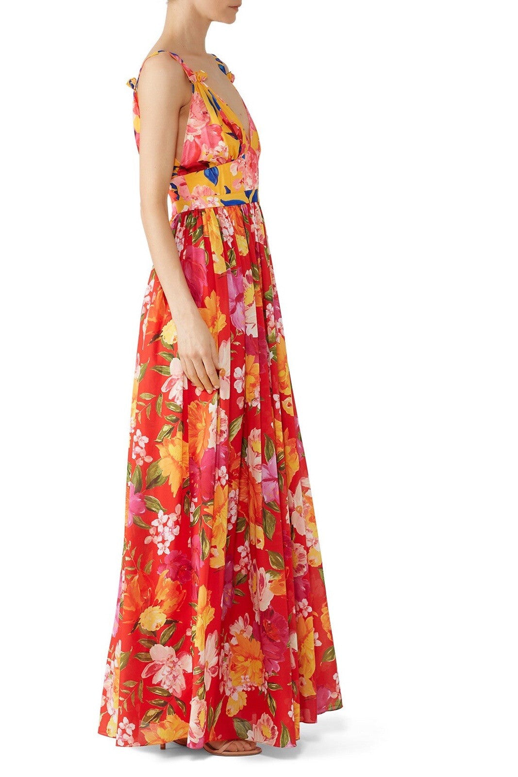 Ronny Kobo Floral Multicolor Boho Crepe Sallee Maxi Gown Dress - Size Large / XL