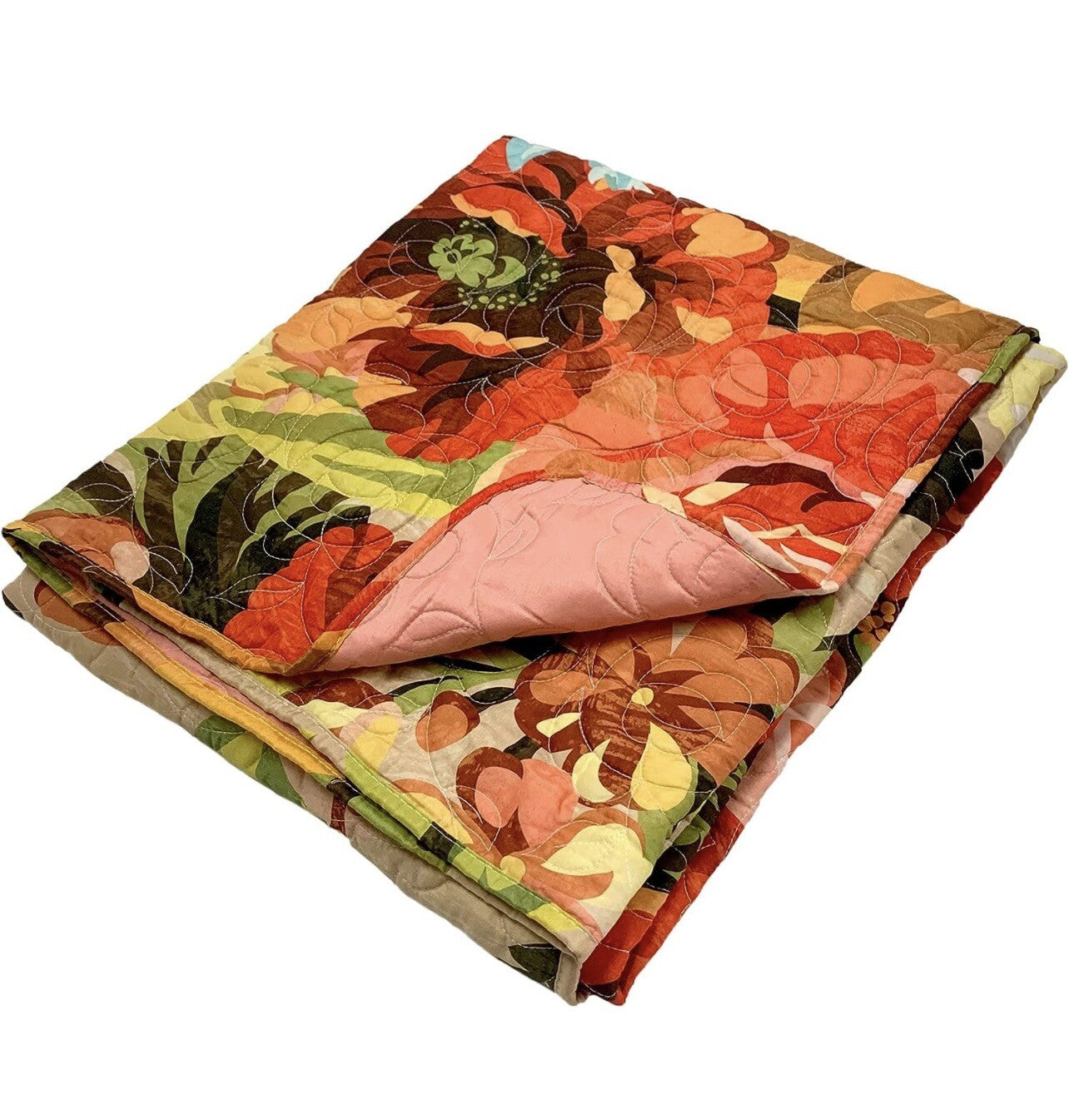 NEW Anthropologie Boho Red Floral Throw Blanket Bedspread Quilt - 50" x 60"