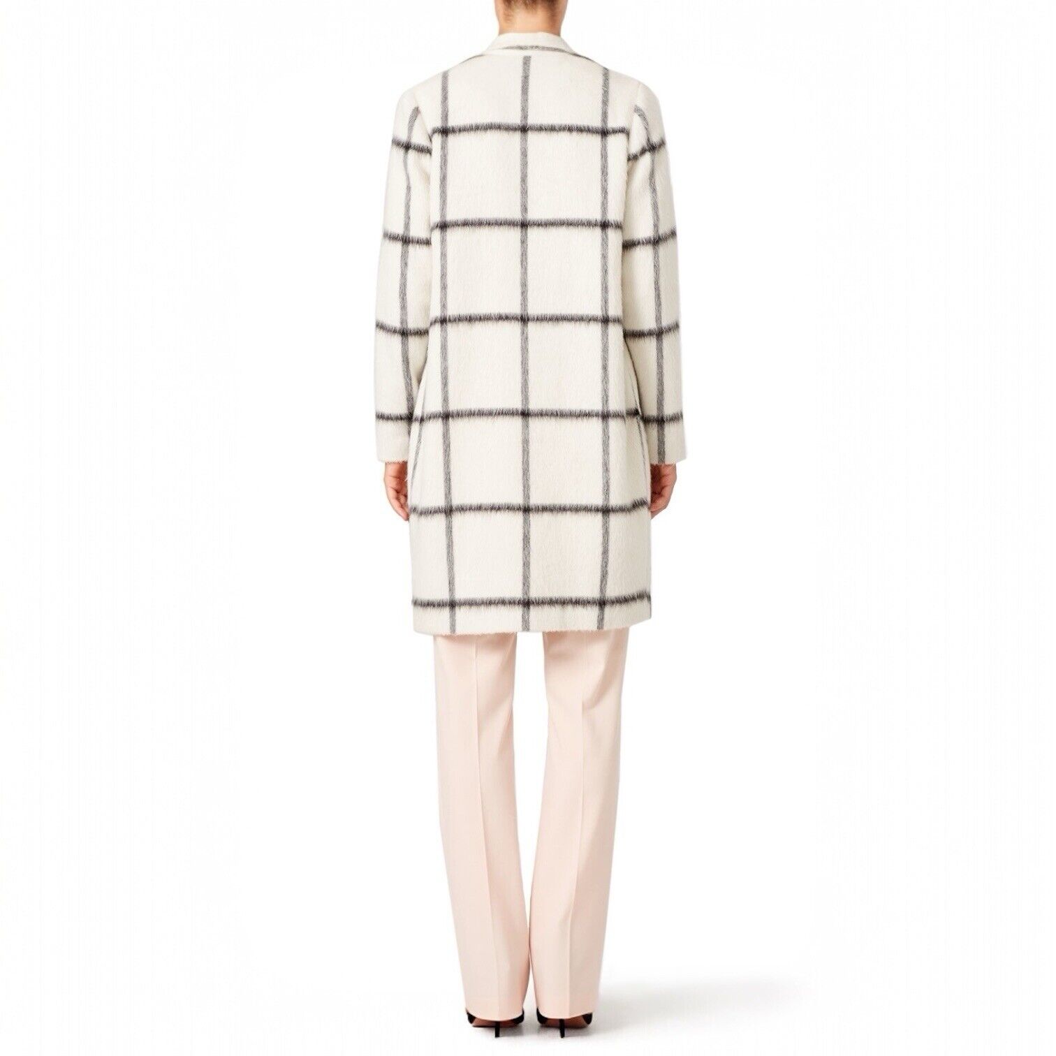 Free People / Waverly Grey & White Wool Plaid Coat Sweater | Size 10 / Large