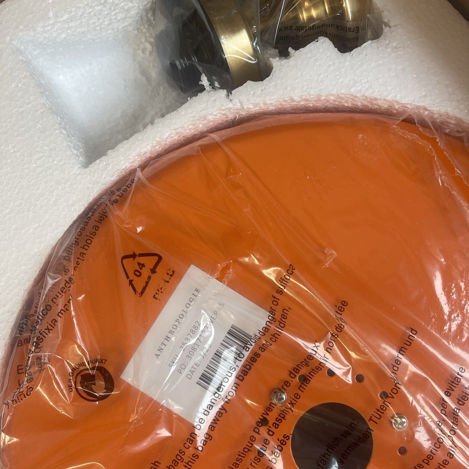 NEW Anthropologie Chandelier Mid-Century Retro Gold Orange Light Ceiling Fixture