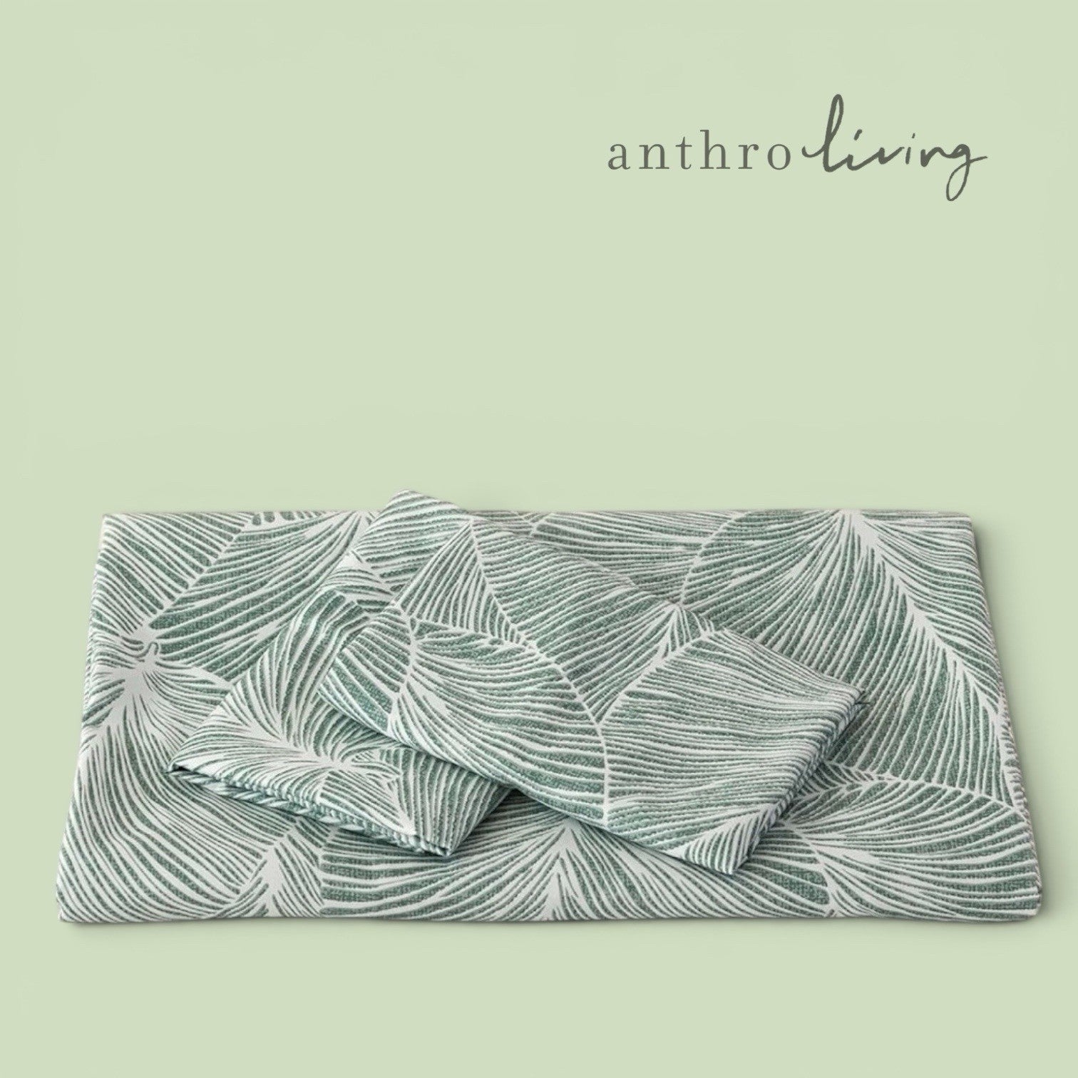 NEW Anthropologie Green Botanical Print Boho Queen King Bedding Duvet & Sham Set