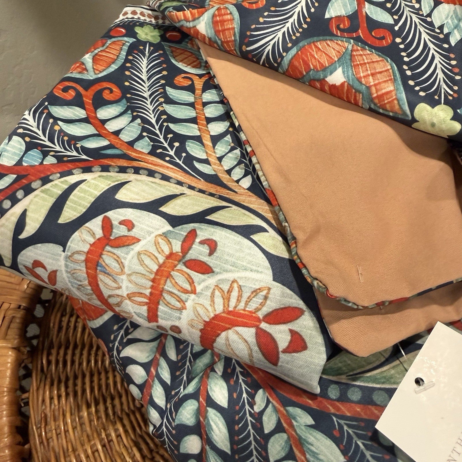 NEW Anthro Paisley Floral Multicolor Boho Queen / King Bedding Duvet & Sham Set