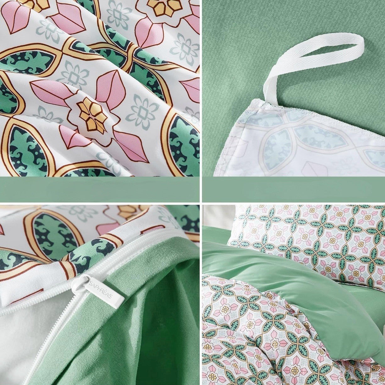 NEW Anthro Green Pink Paisley Retro Pattern Queen King Bedding Duvet & Sham Set
