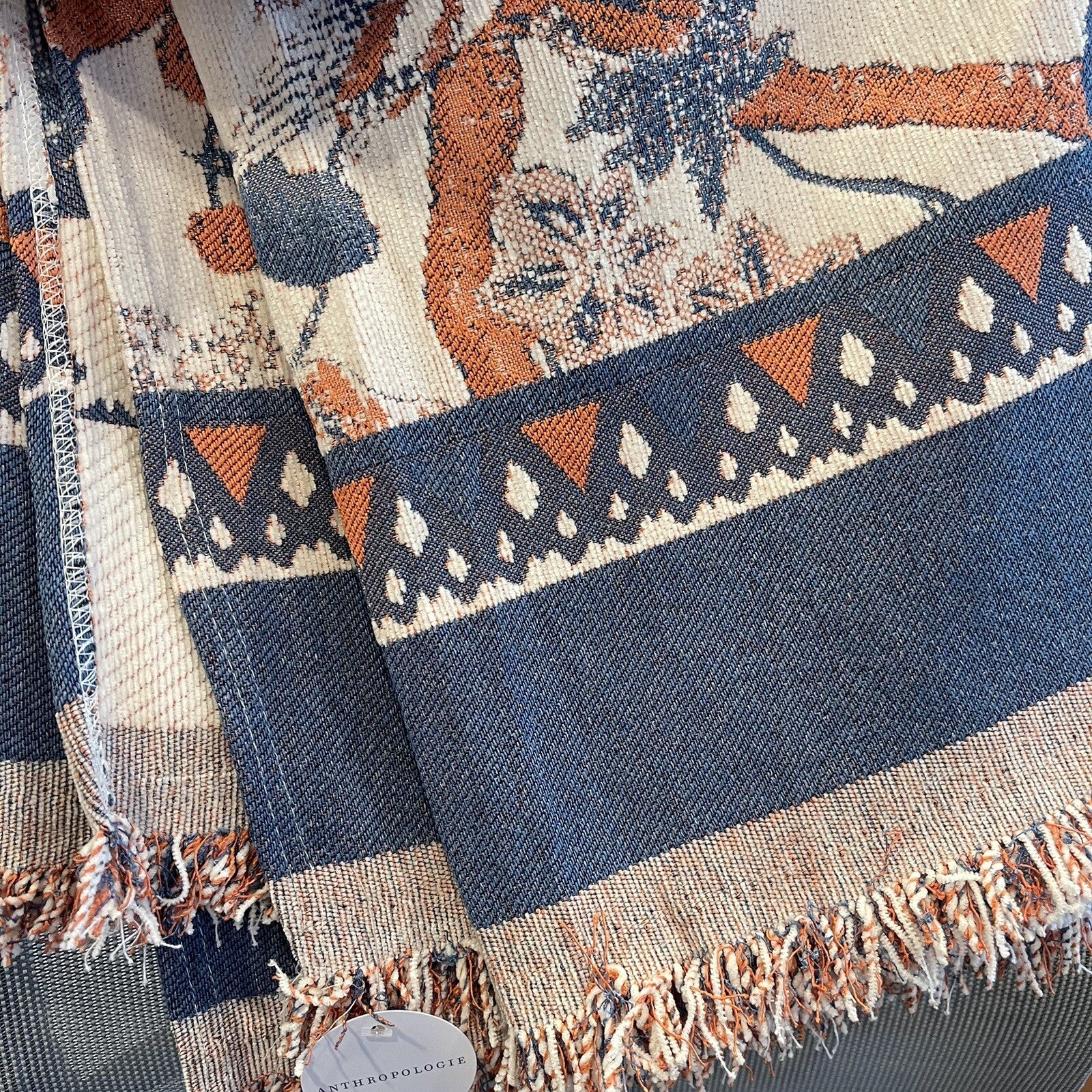 NEW XL Anthro Boho Queen Floral Throw Blanket Bedspread Quilt - 80" x 90"