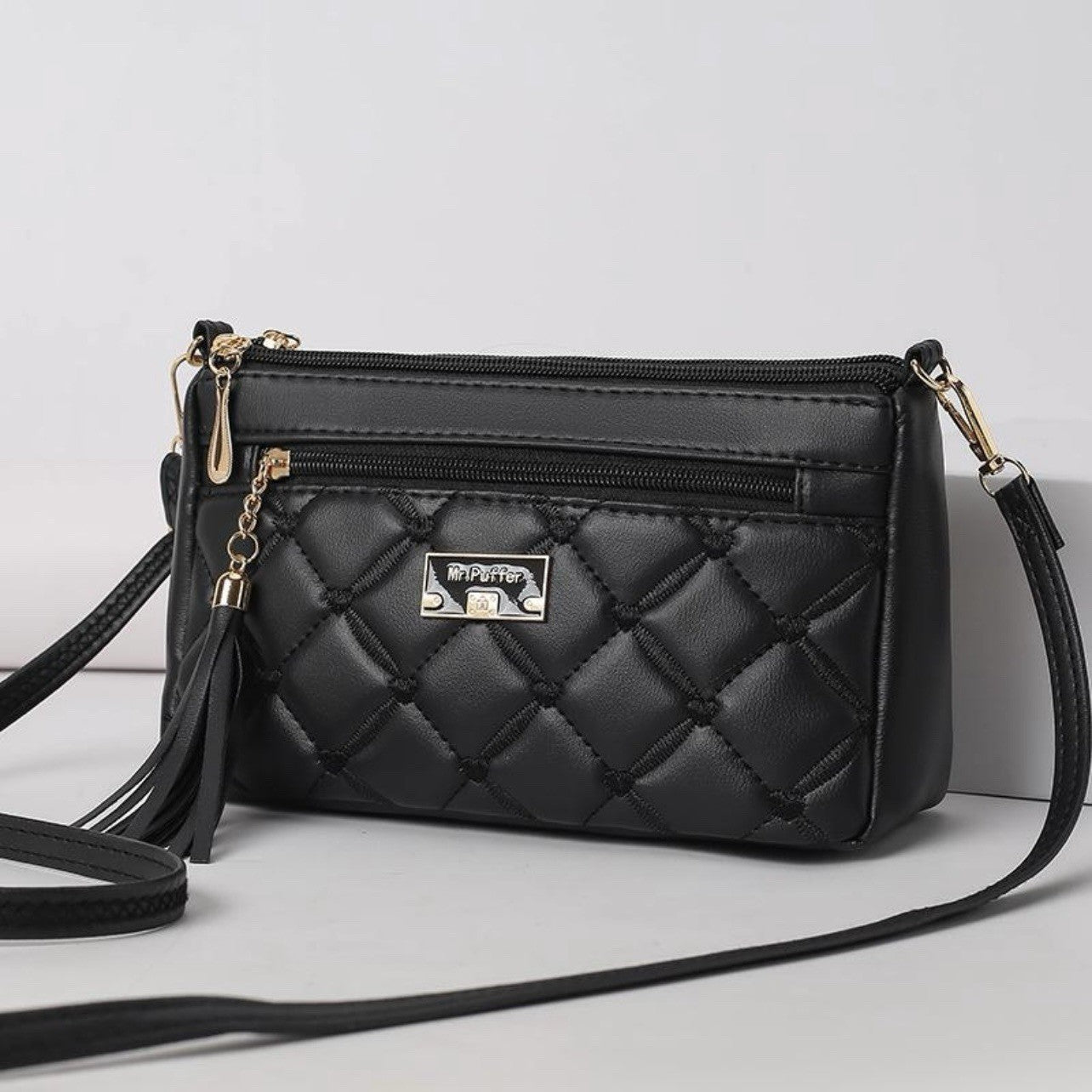 NEW Set of 3 Quilted Pink Green Black & Gold Crossbody Bag Purse Bundle Lot