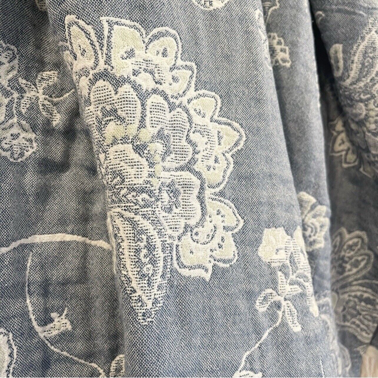 New Anthropologie Boho Floral Muslin Reversible Throw Blanket Quilt 60" x 80"