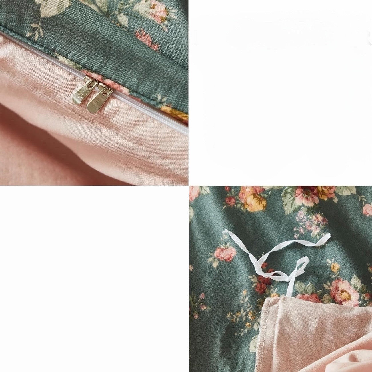 NEW Anthro Green & Pink Floral Muslin Cotton Boho Queen / King Bedding Duvet Set