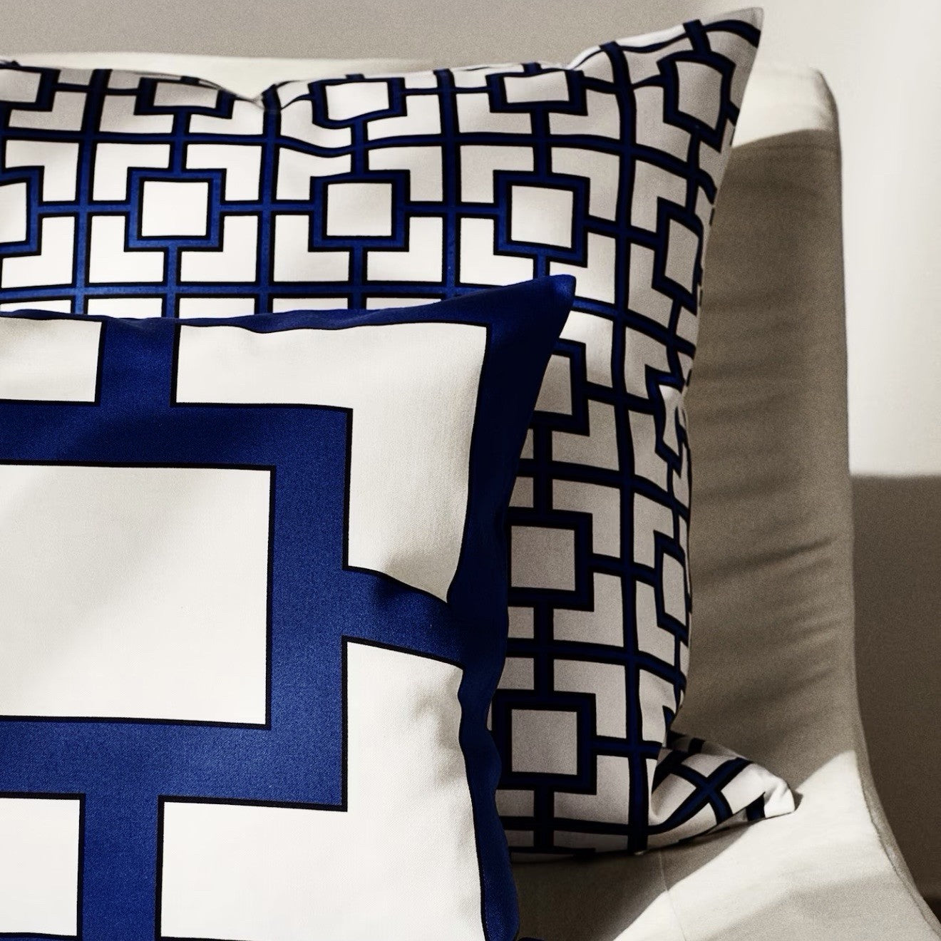 NEW West Elm (Set 4) Navy Blue Geometric Boho Throw Pillow Cover Shams 20" & 16"