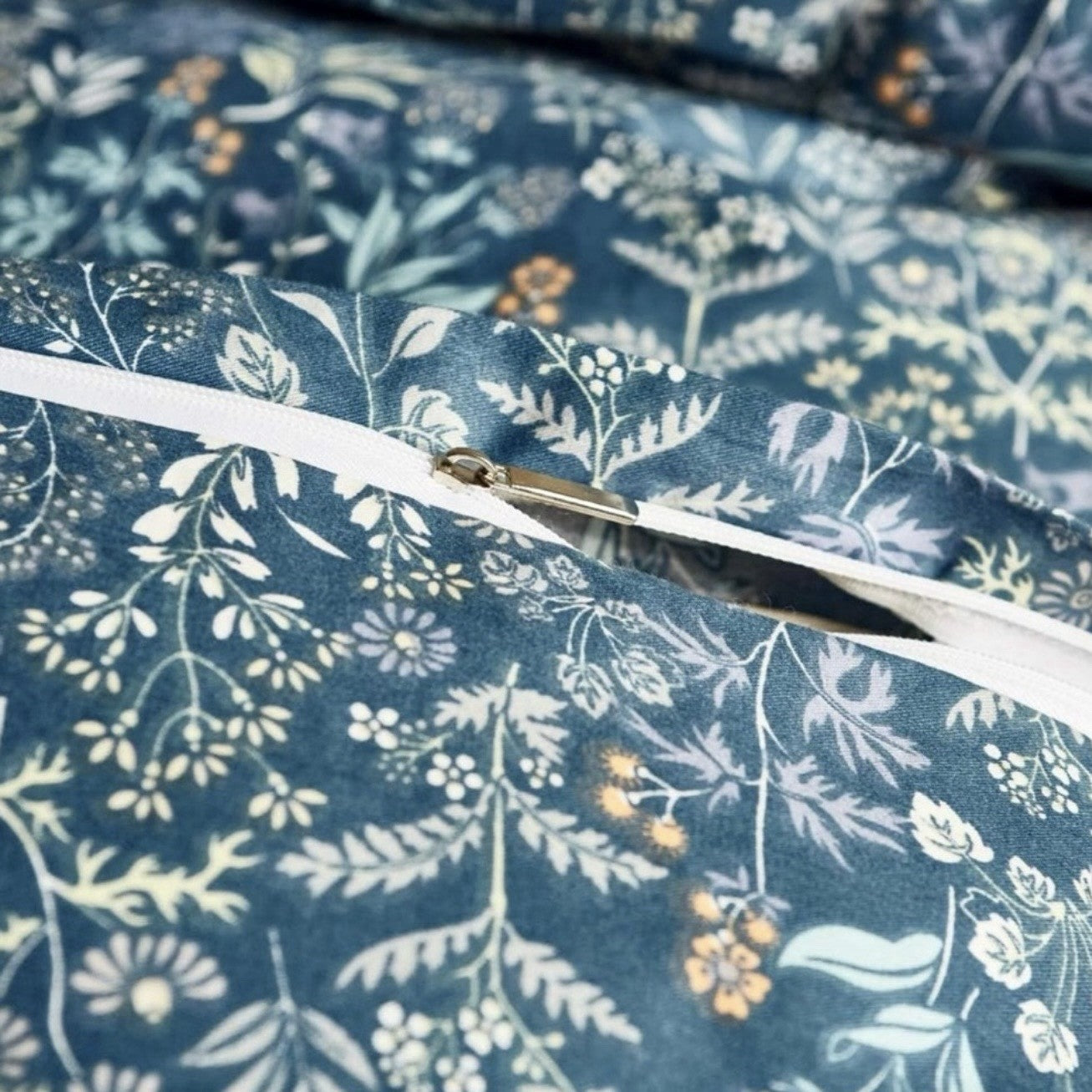 NEW Anthro Blue Floral Cotton Boho King Queen Full Size Bedding Duvet & Sham Set