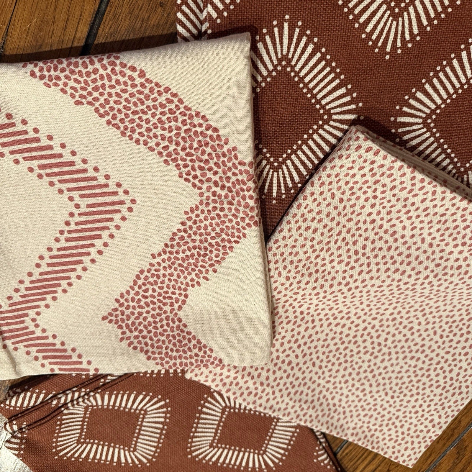 NEW West Elm (Set 4) Red & White Geometric Boho Throw Pillow Cover Shams 20 x 20