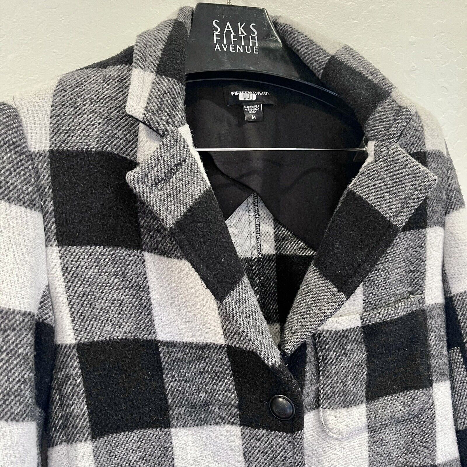 Fifteen Twenty Designer Womens Buffalo Plaid Blazer Suit Jacket Coat - Medium