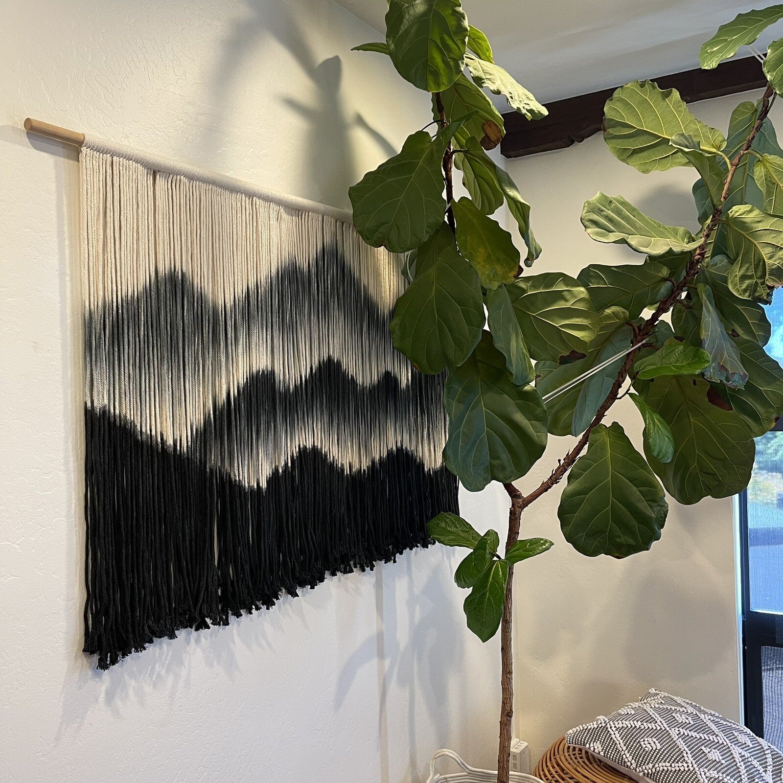 NEW Anthropologie XL Boho Mountain Tapestry Macrame Woven Wall Hanging - 59x35
